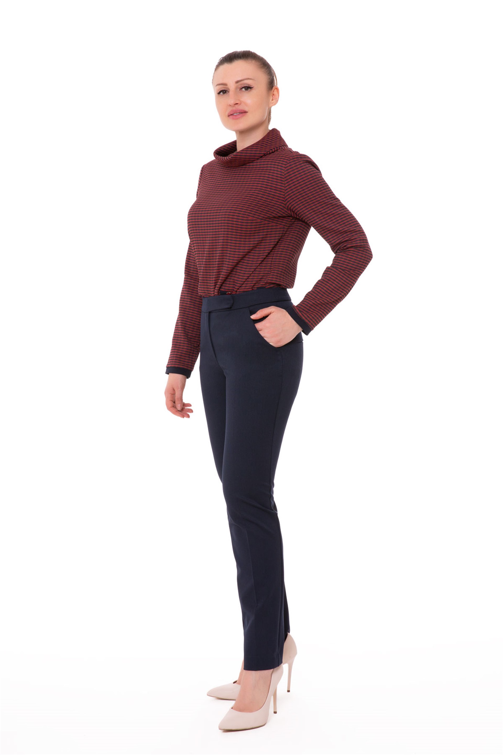 Classic Ankle Length Navy Blue Trousers