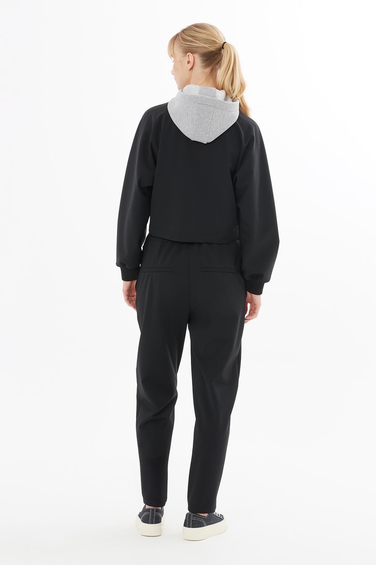 Black Jacket with Contrast Details and Epaulets