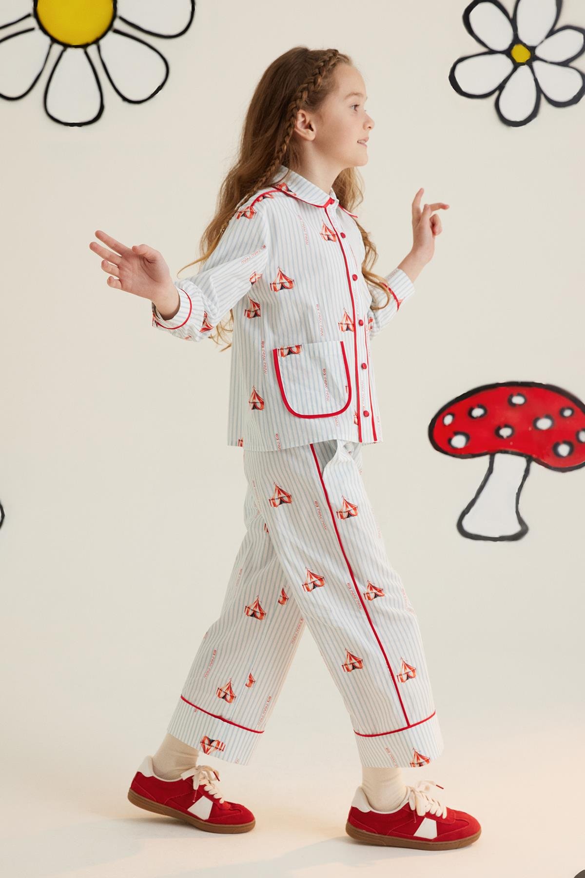 Kontrast Biyeli Desenli Pijama