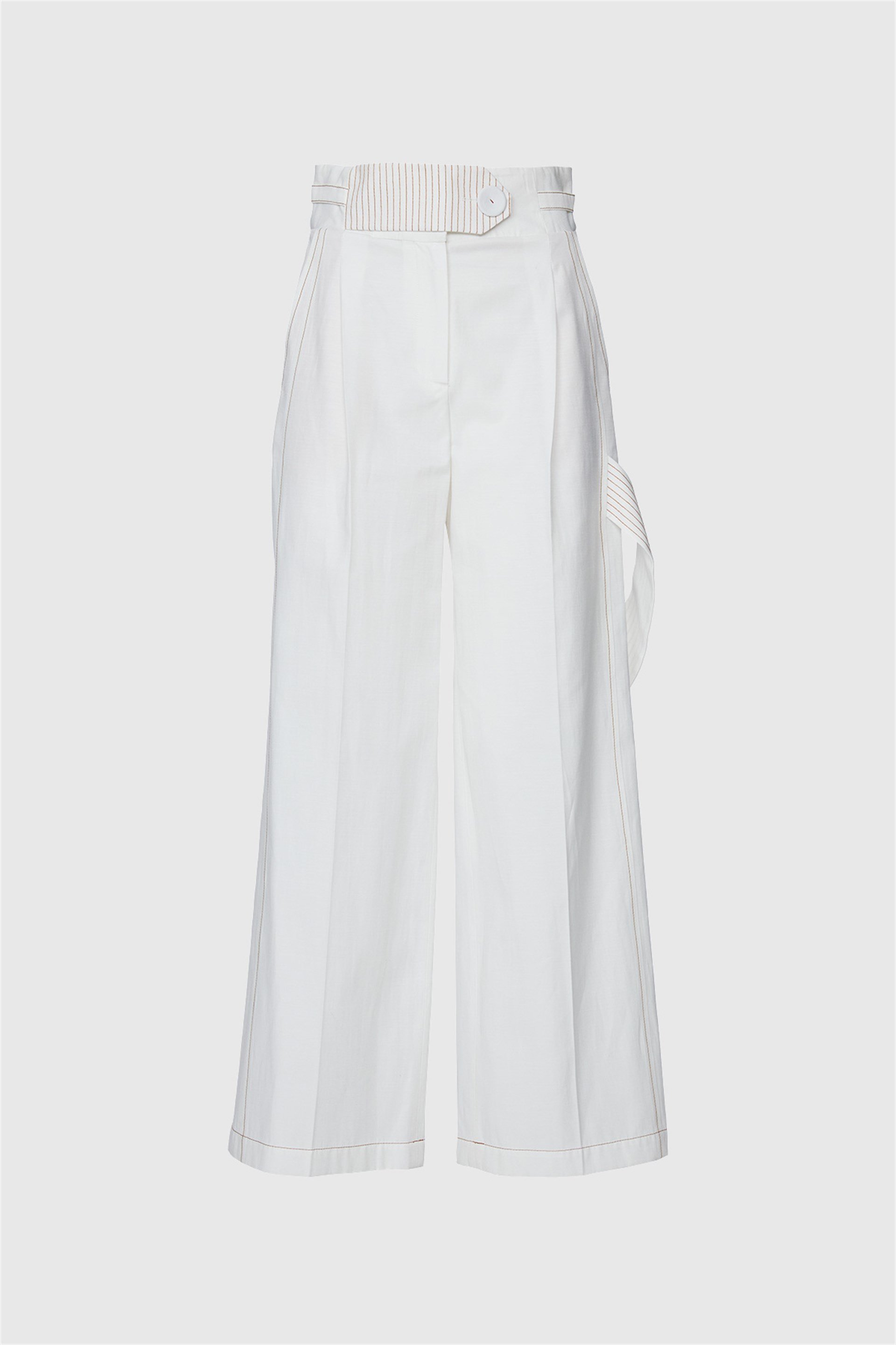 Contrast Stitch Detail High Waist Trousers