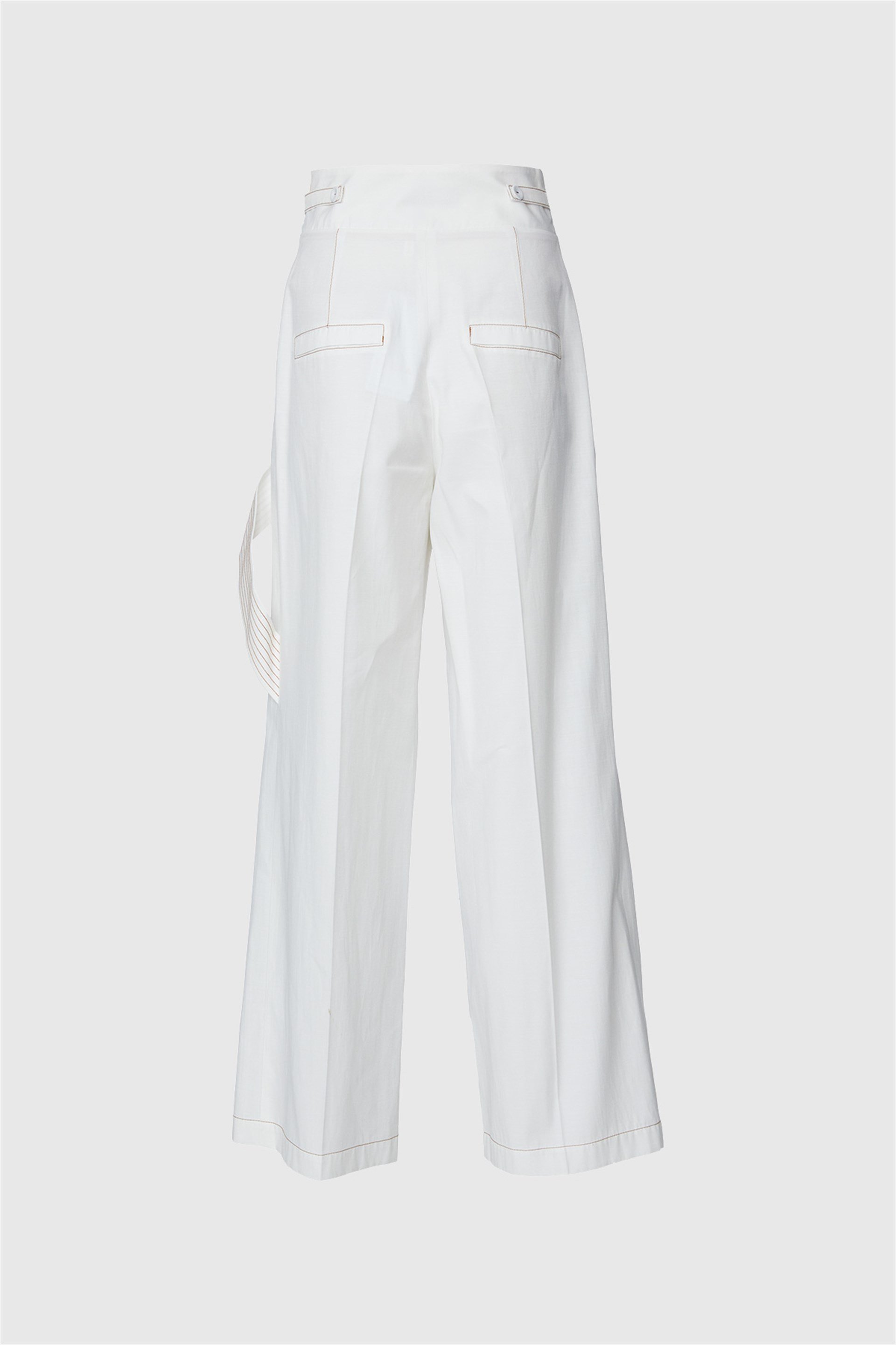 Contrast Stitch Detail High Waist Trousers
