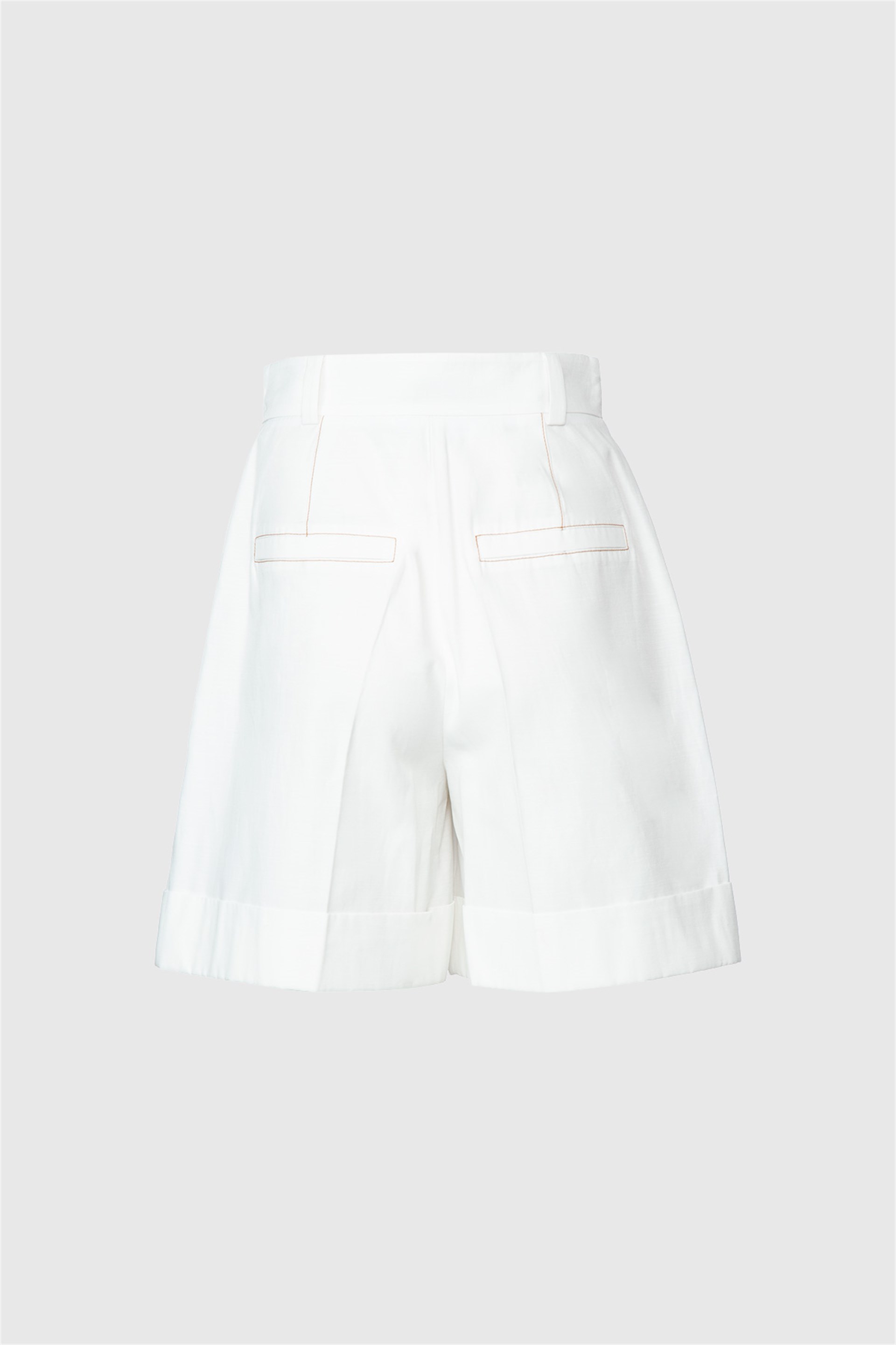 Kontrast Dikiş Detaylı Yüksek Bel  Şort