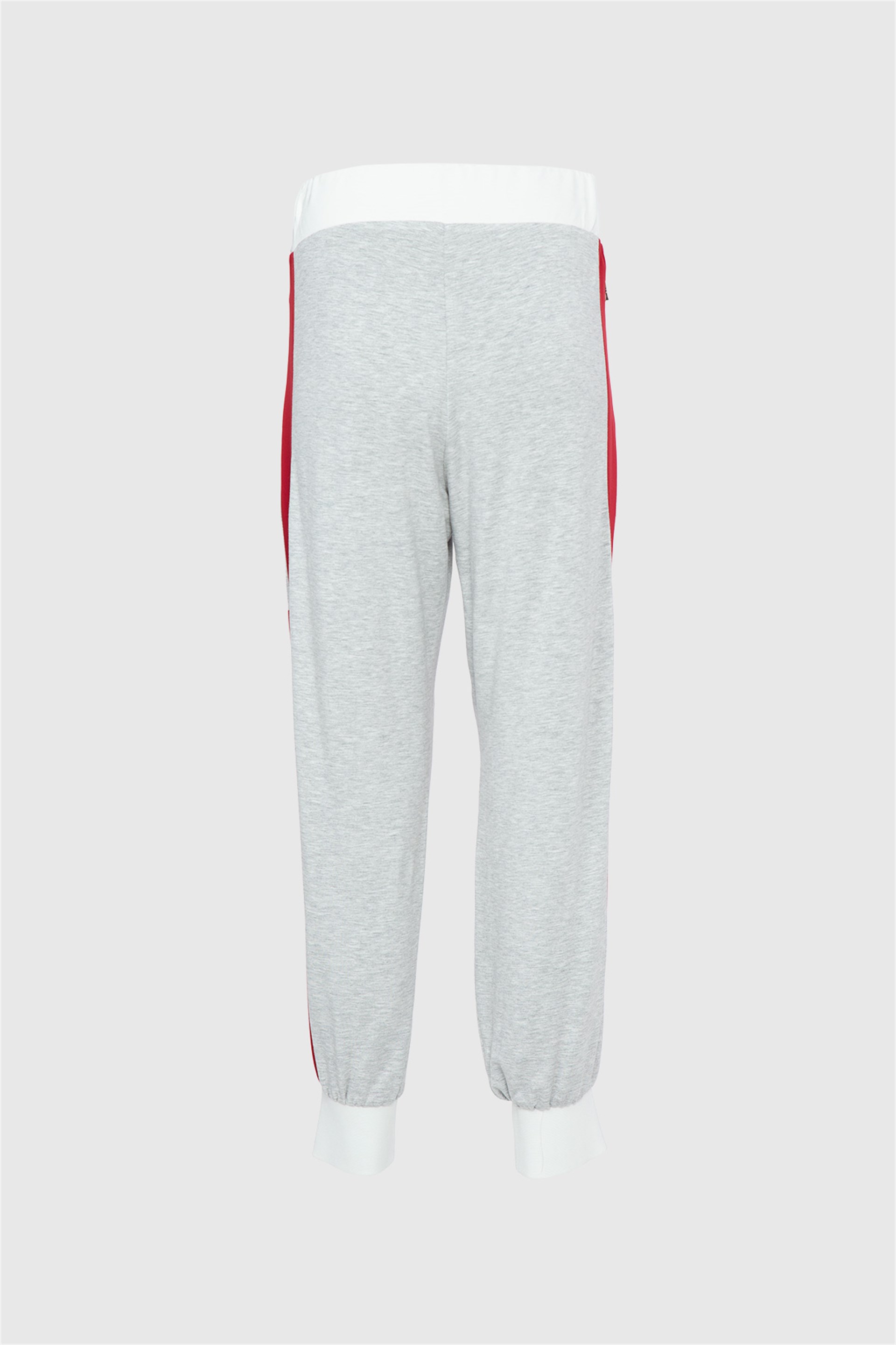 Zipper Detail Jogger Red Trousers With Contrast Garnish