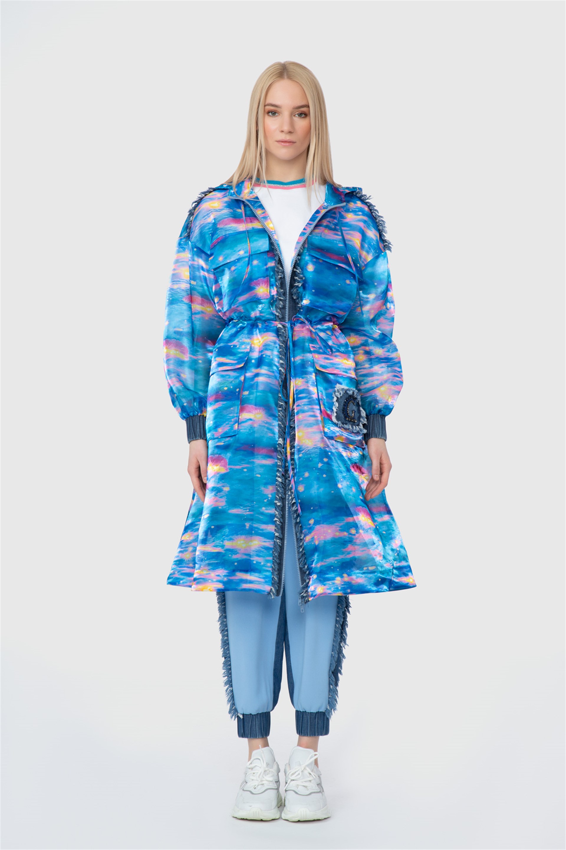 Organza Original Trench With Contrast Fabric And Rigging Detail Pattern