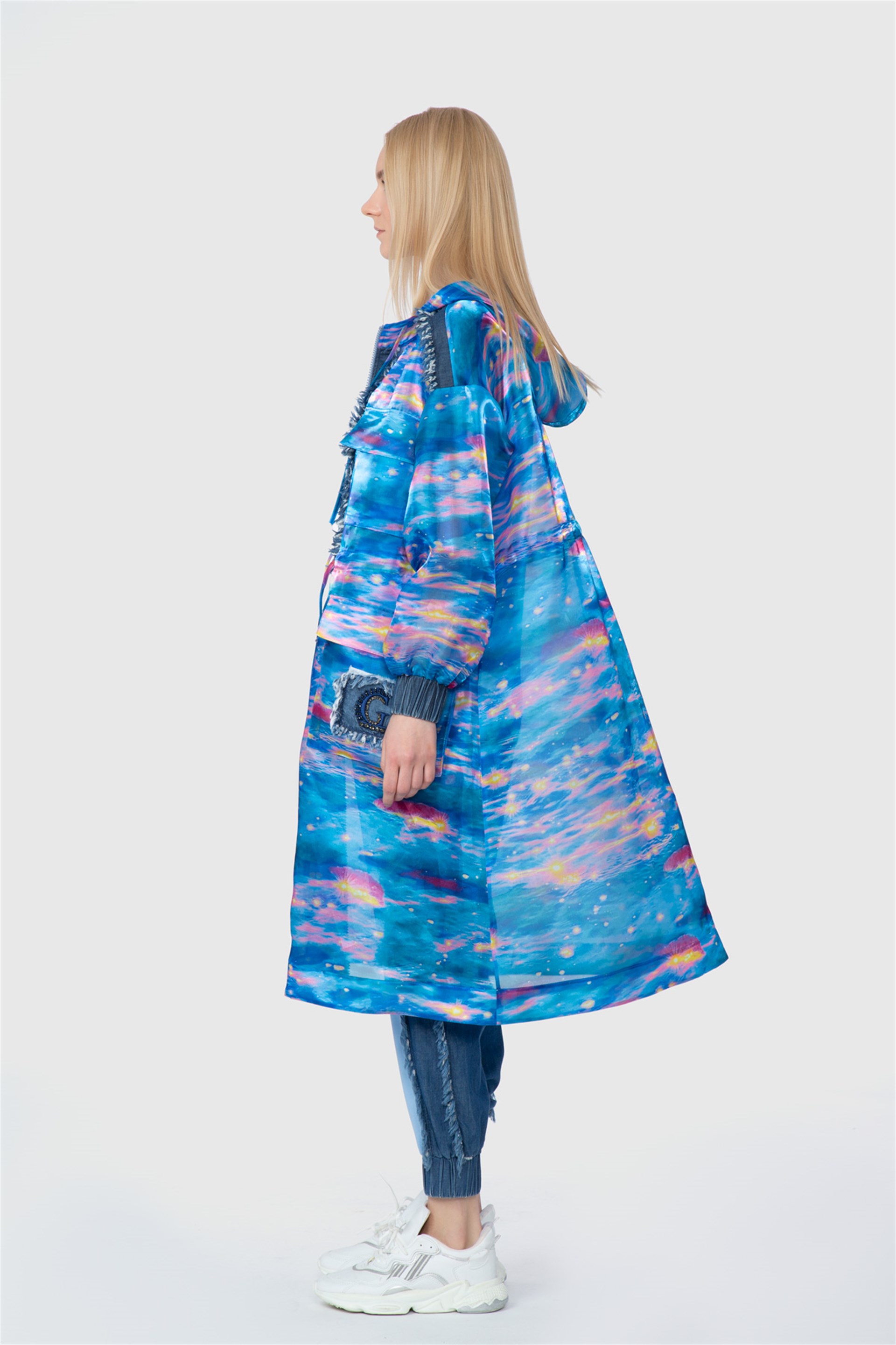 Organza Original Trench With Contrast Fabric And Rigging Detail Pattern