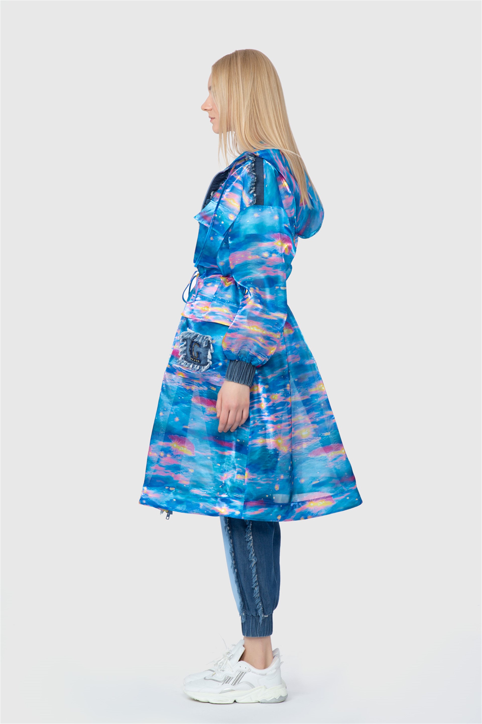 Organza Original Trench With Contrast Fabric And Rigging Detail Pattern