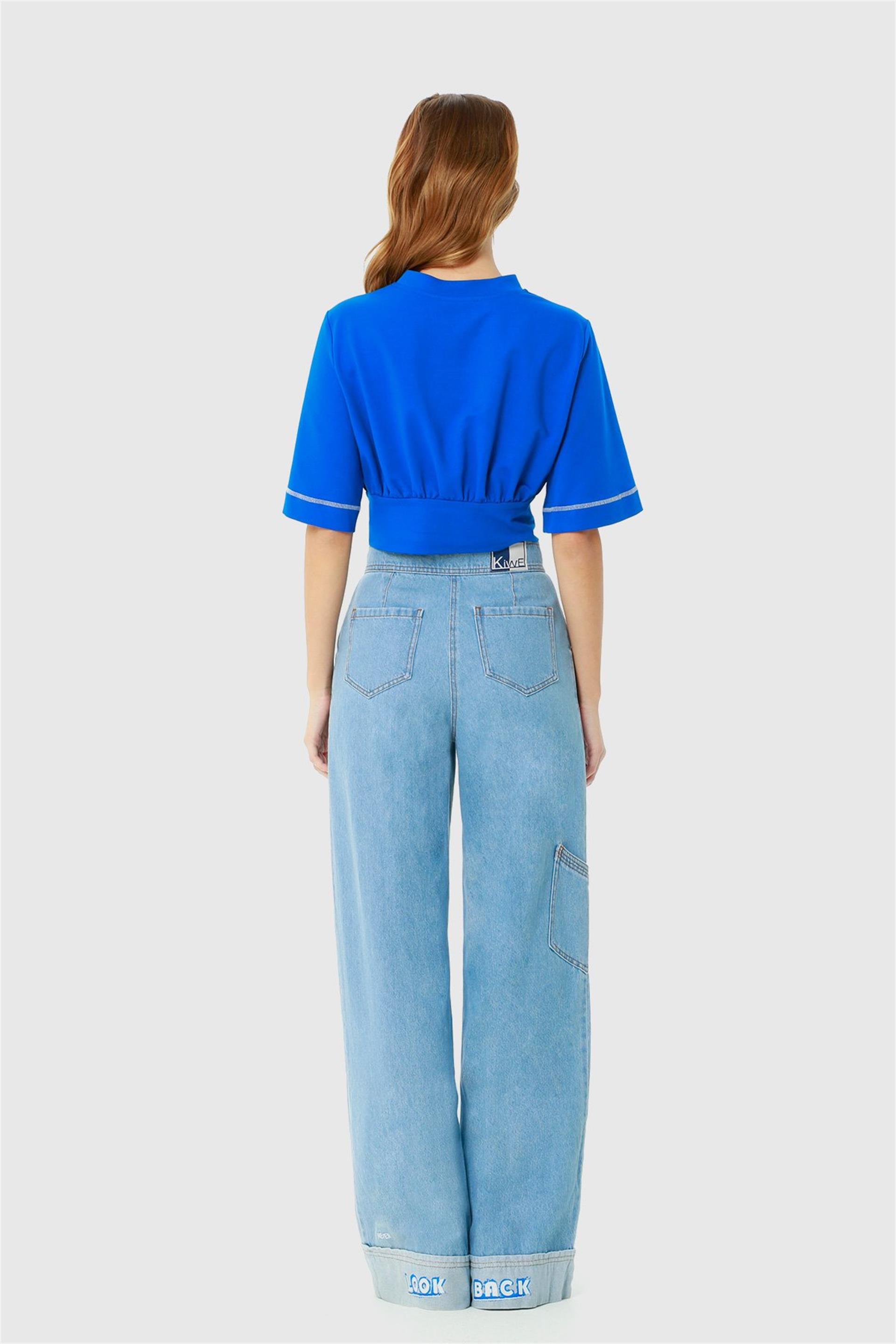 Korse Detaylı Armalı Saks Crop