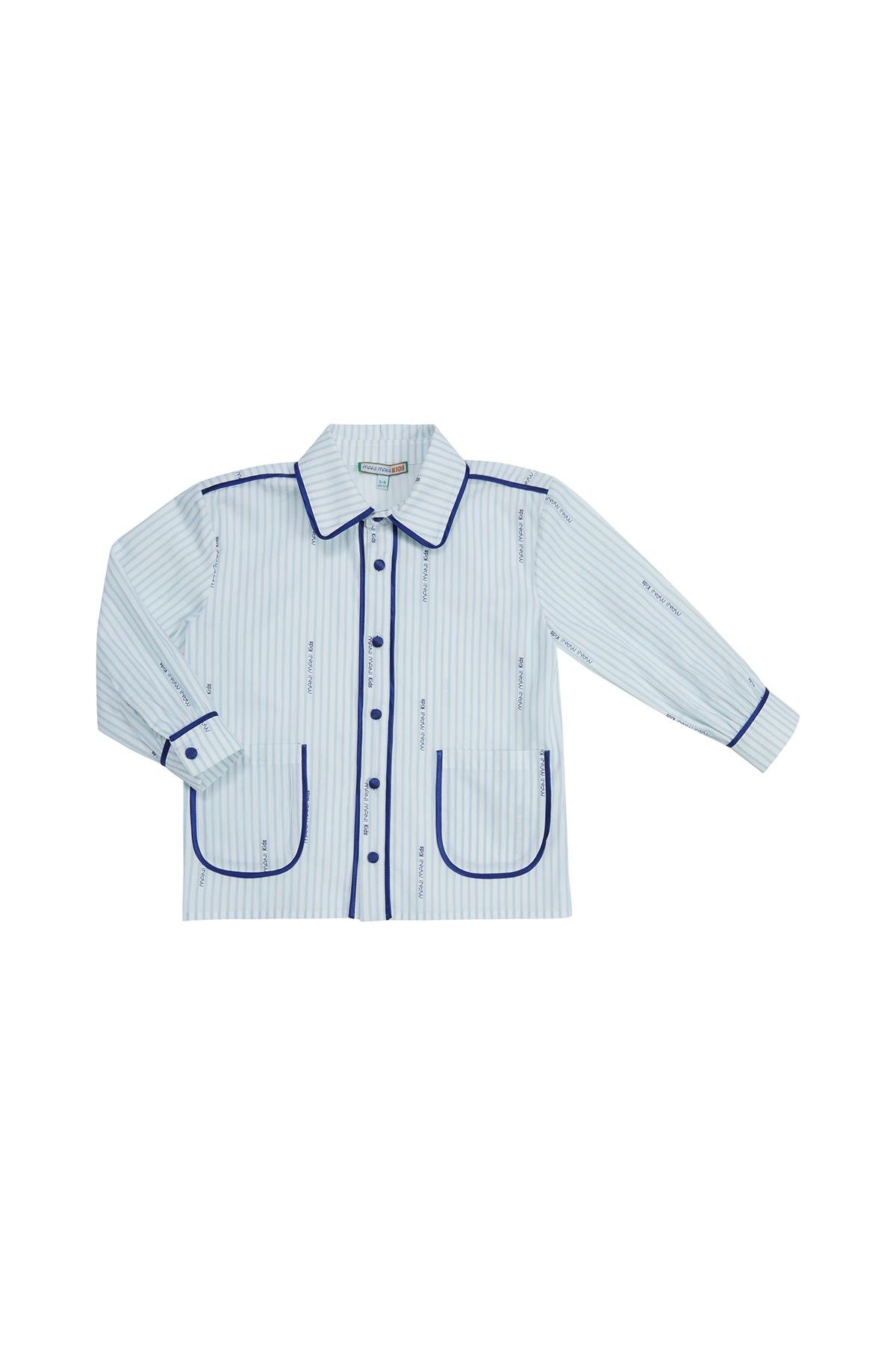 Lacivert Biyeli Desenli Pijama Üstü