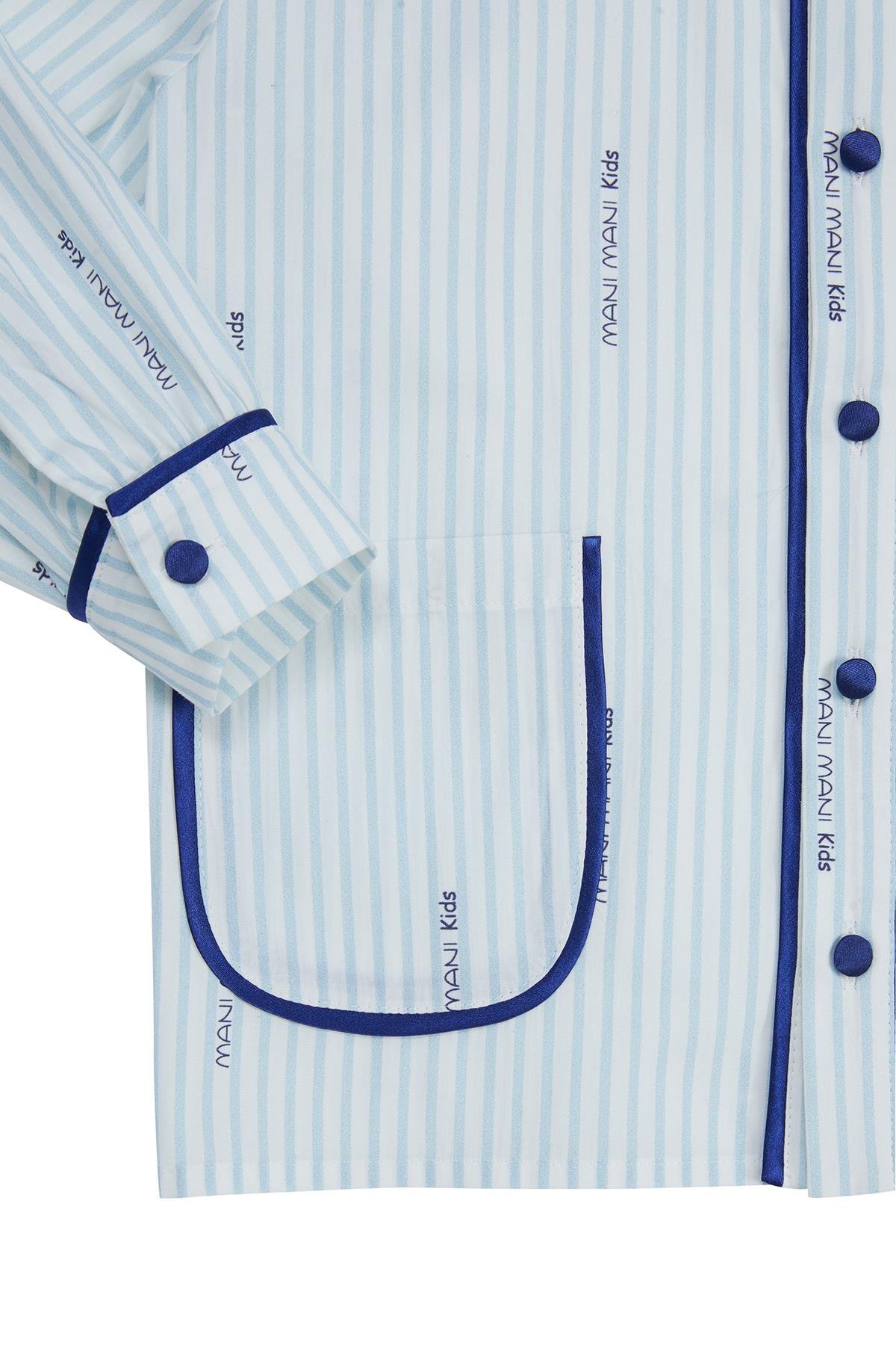 Lacivert Biyeli Desenli Pijama Üstü