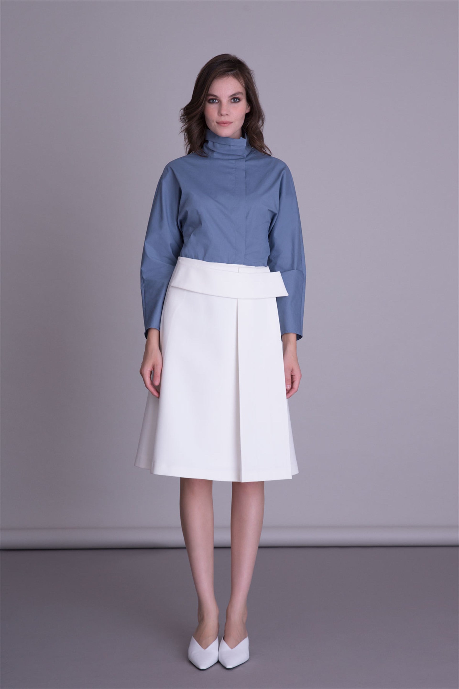 Ecru Midi Flared Skirt