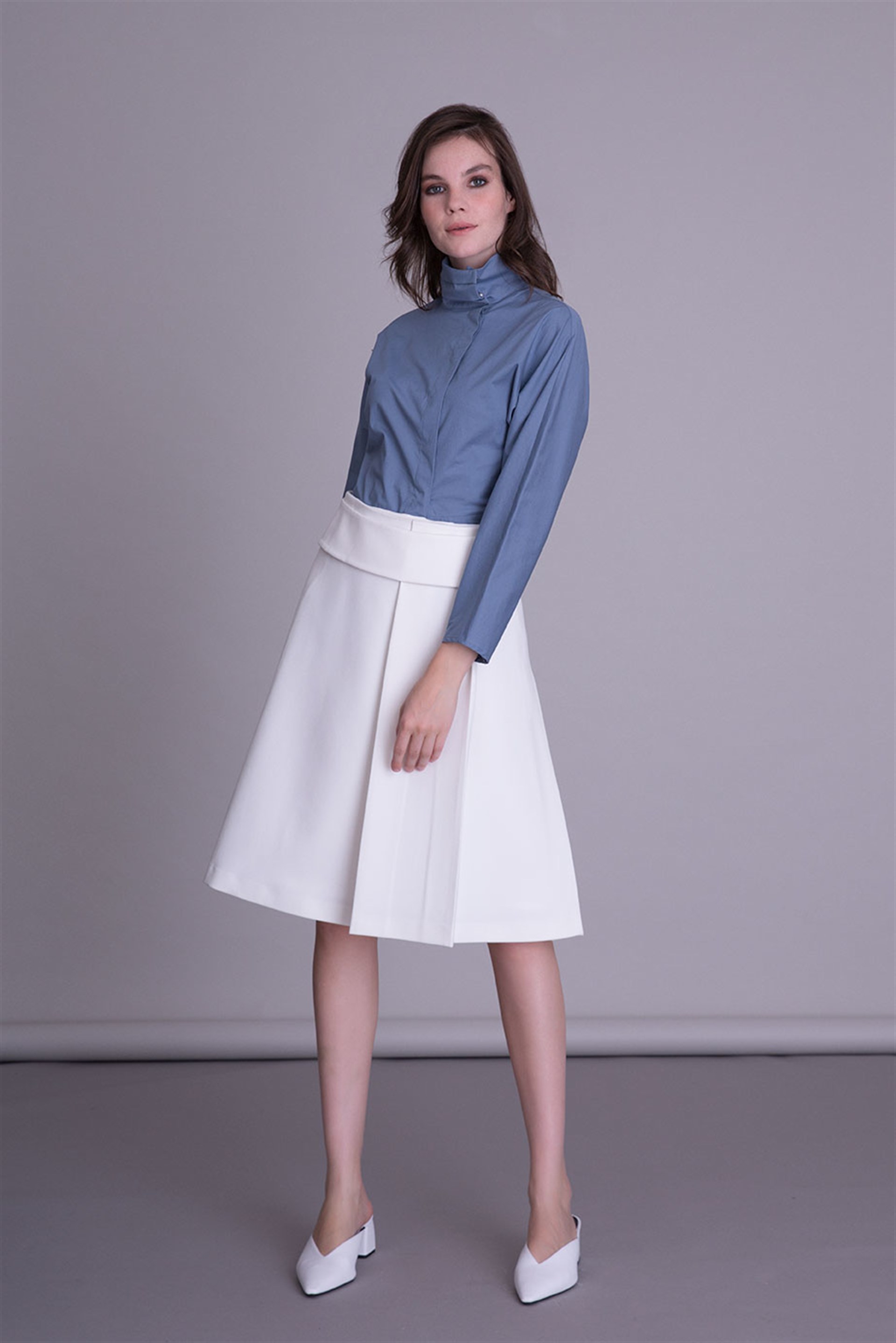 Ecru Midi Flared Skirt