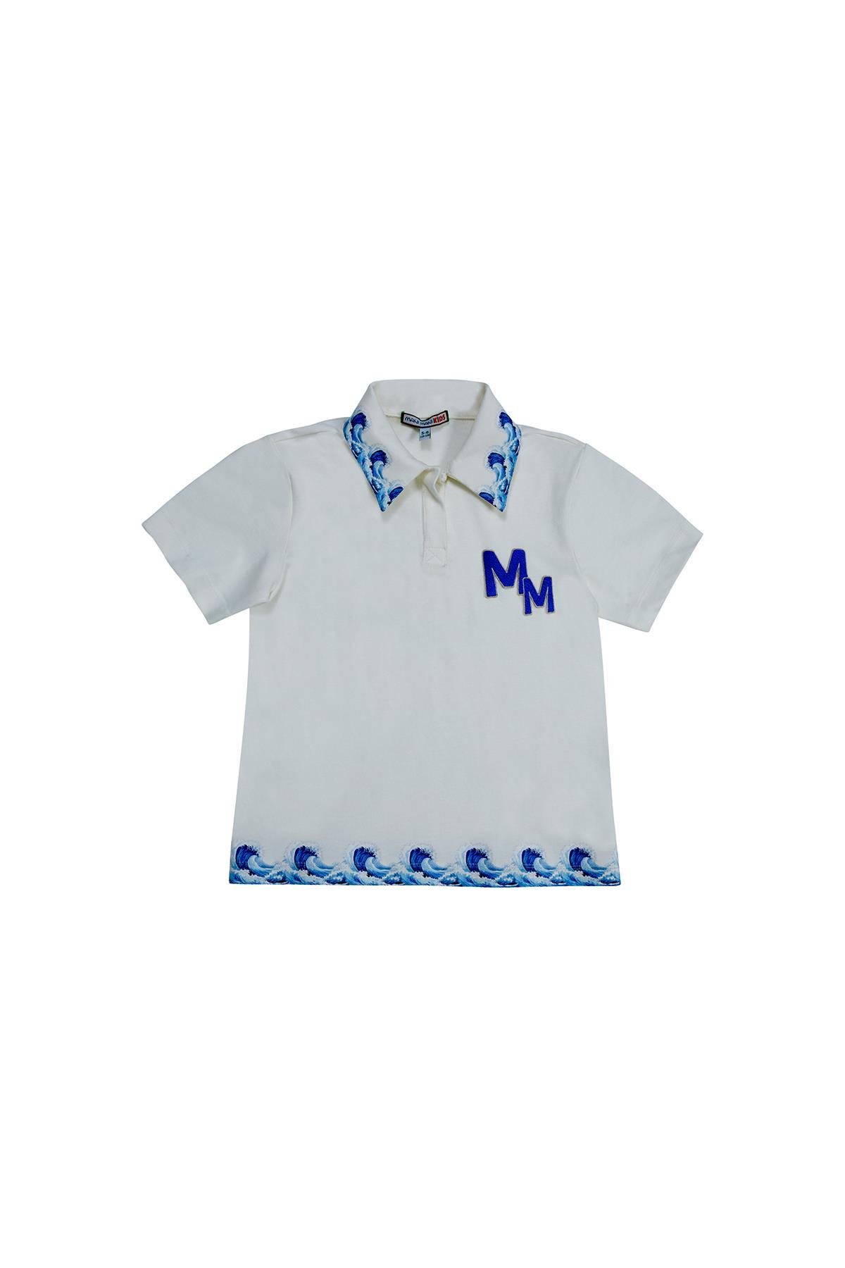 Logo Nakış Detaylı Polo Yaka Ekru T-shirt