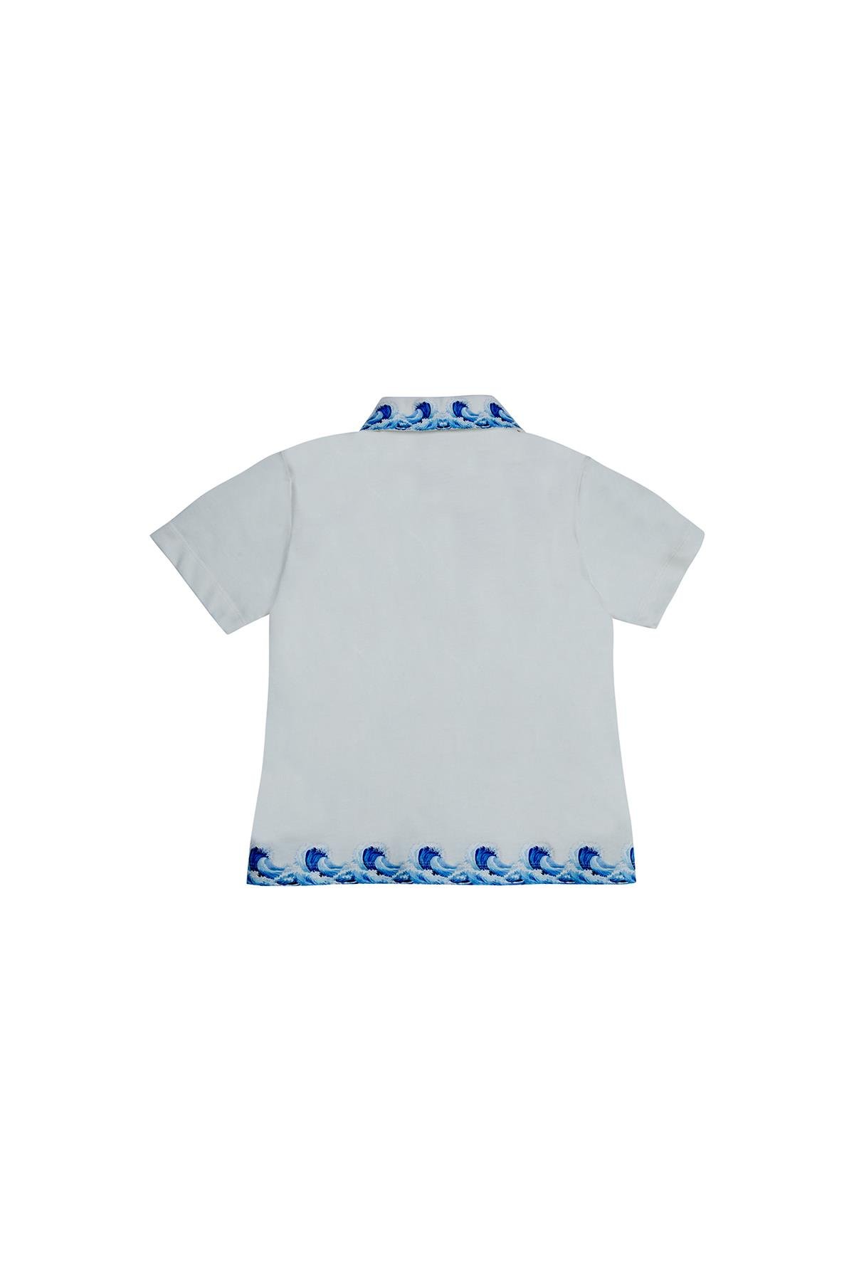 Logo Nakış Detaylı Polo Yaka Ekru T-shirt