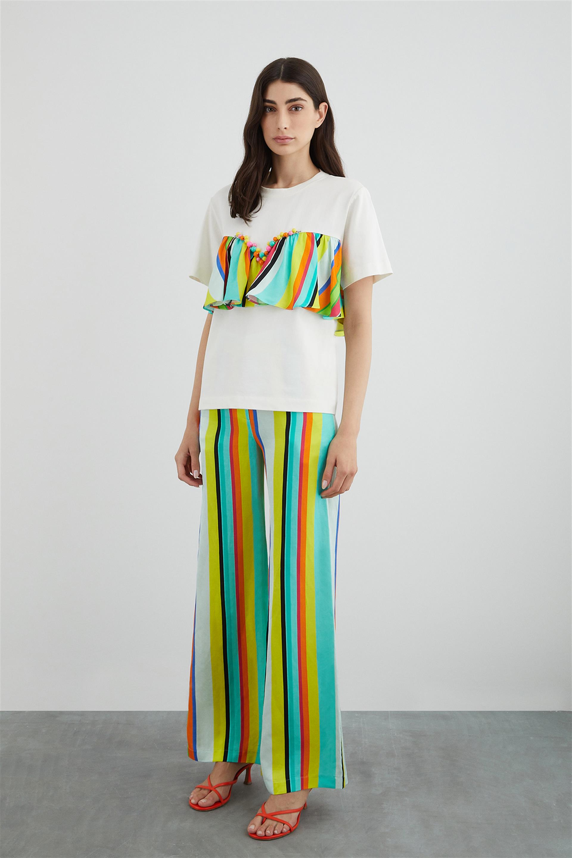 Embroidered Cotton Ecru Tshirt