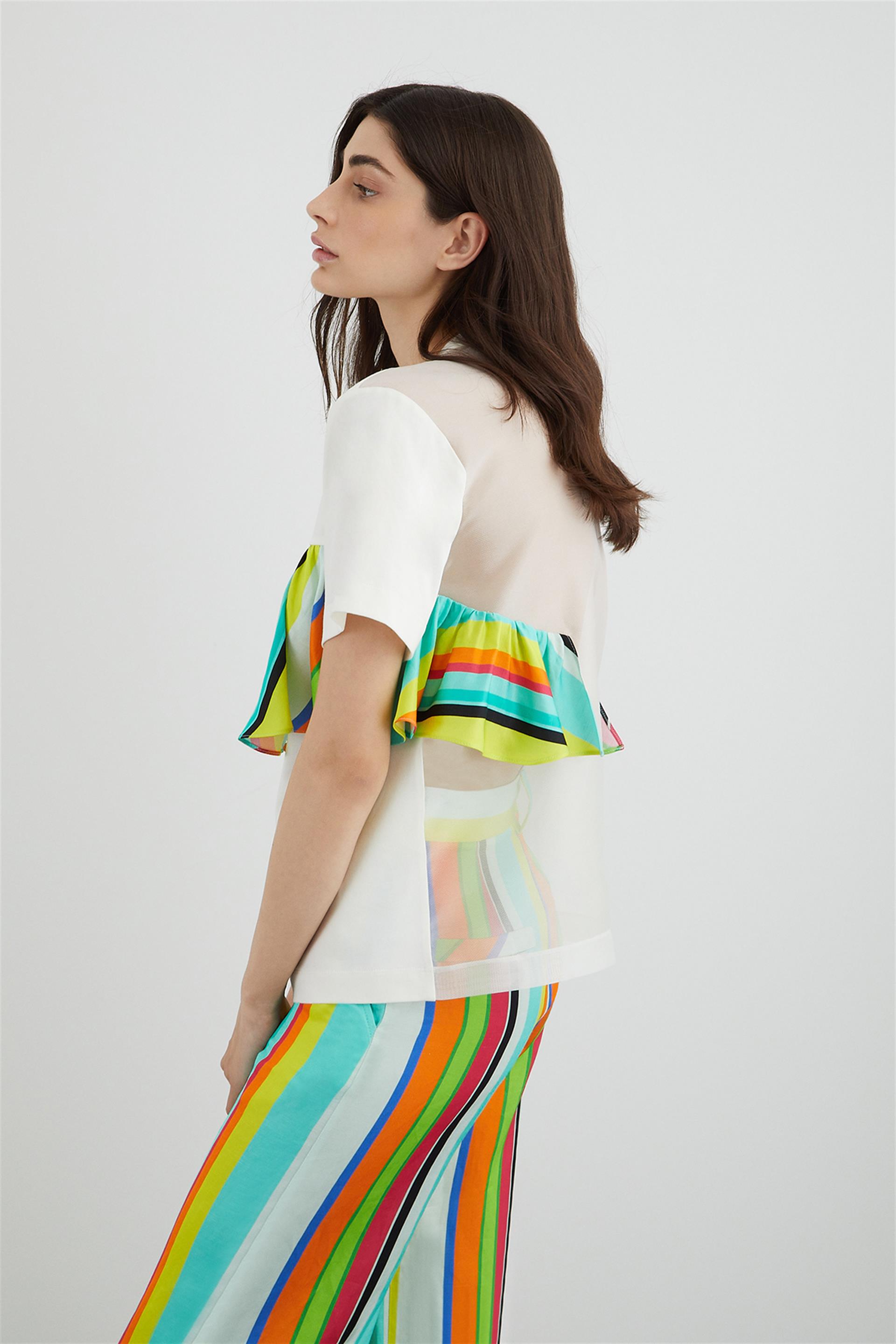 Embroidered Cotton Ecru Tshirt