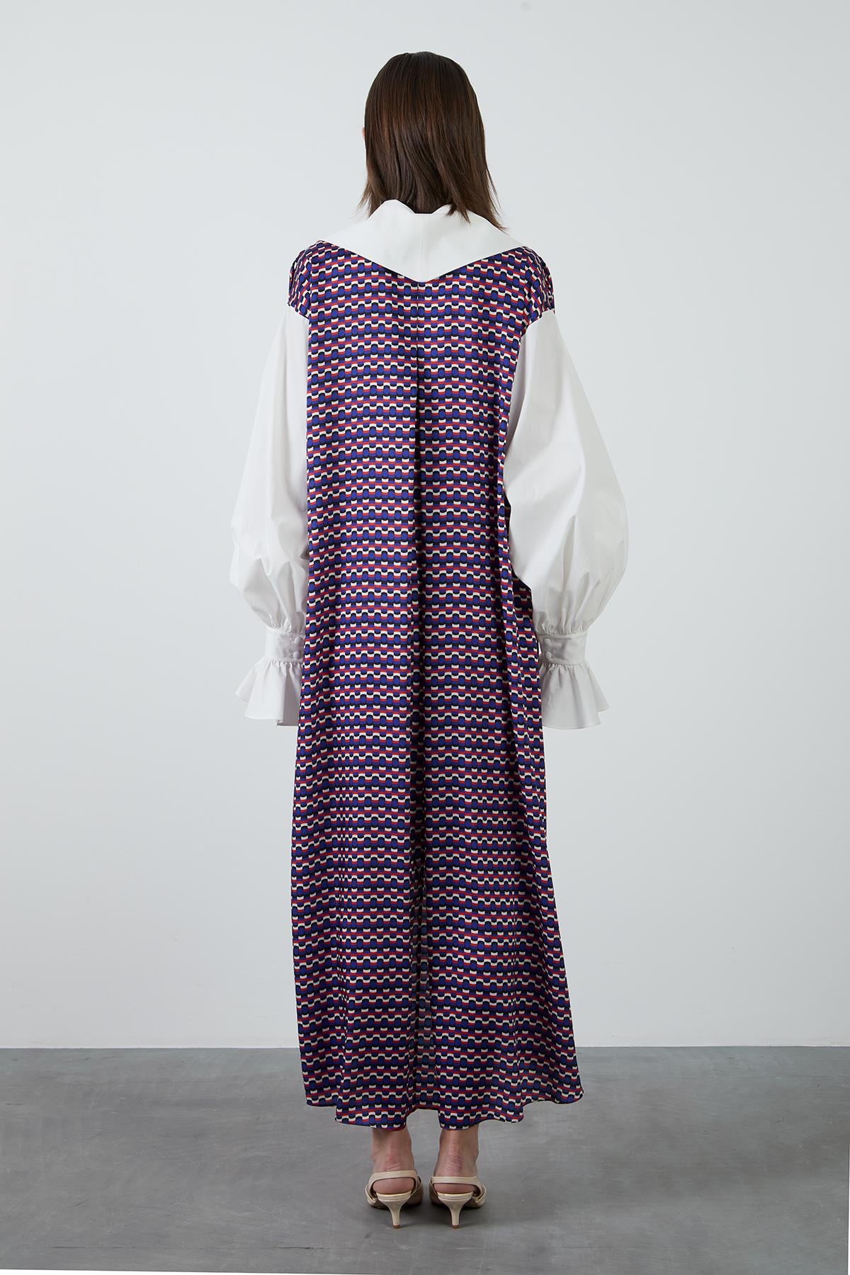 Cuffed and Patterned Detail Dress