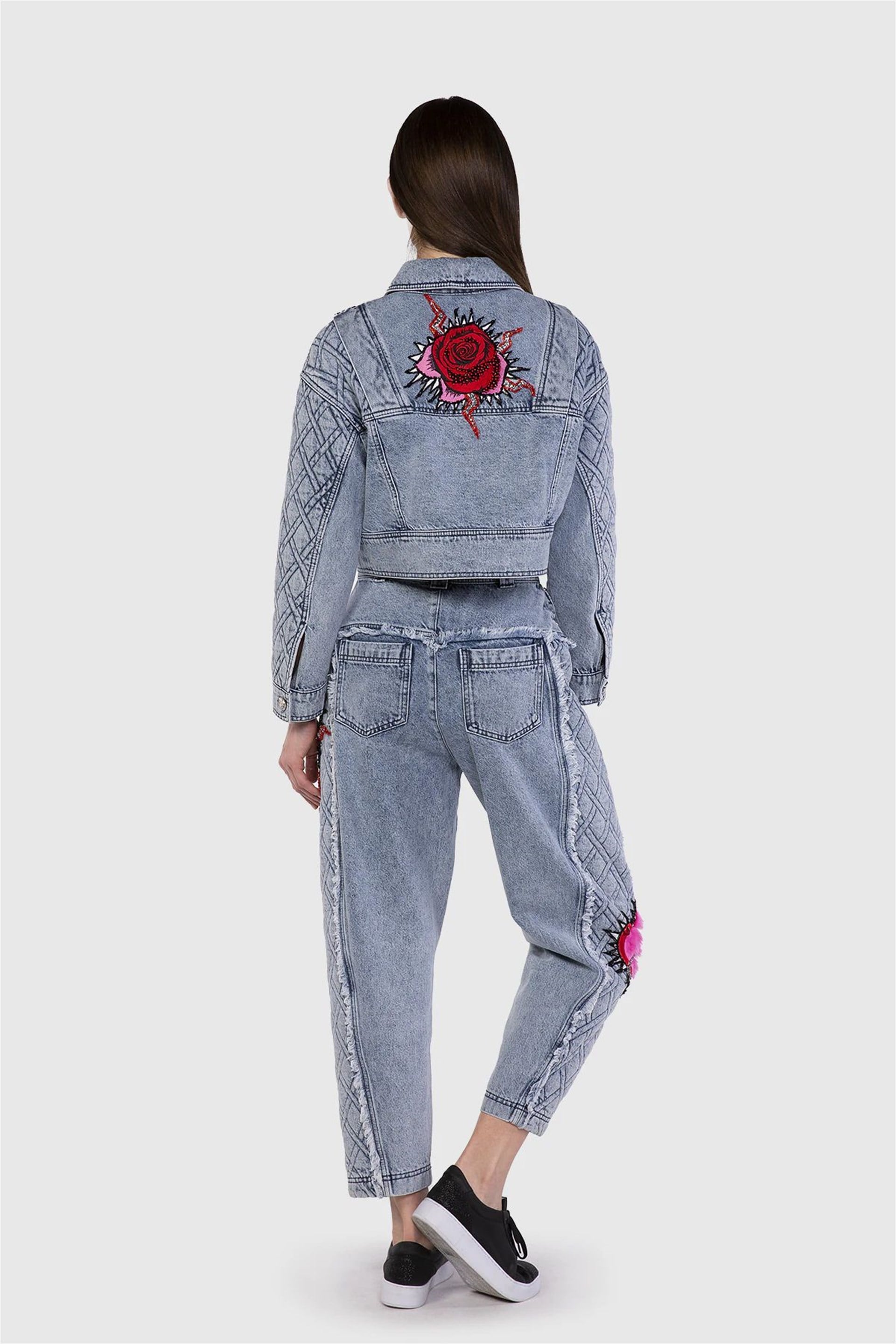Mavi Nakış Detaylı Slouchy Jean Pantolon