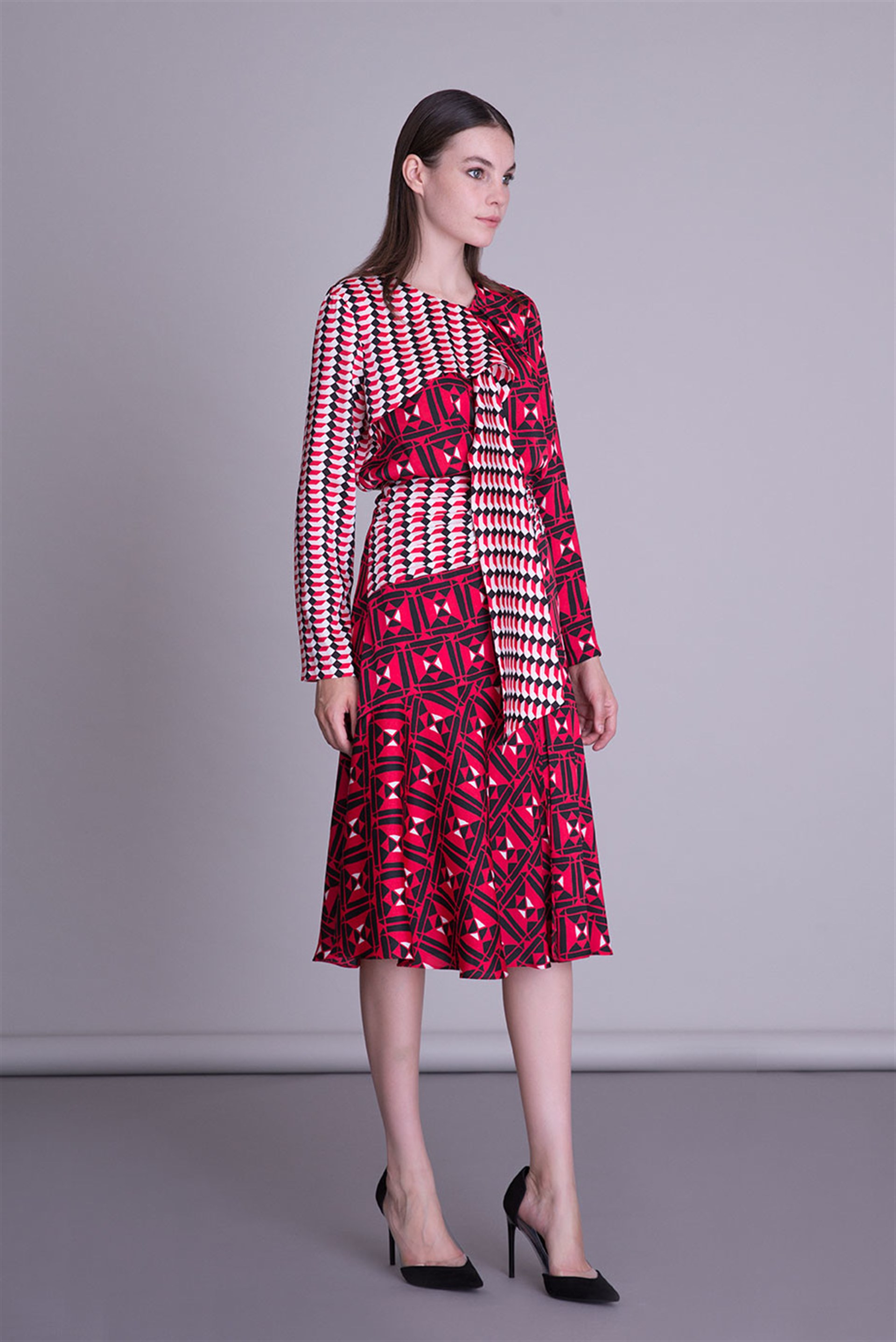 Graphic Patterned Red Blouse