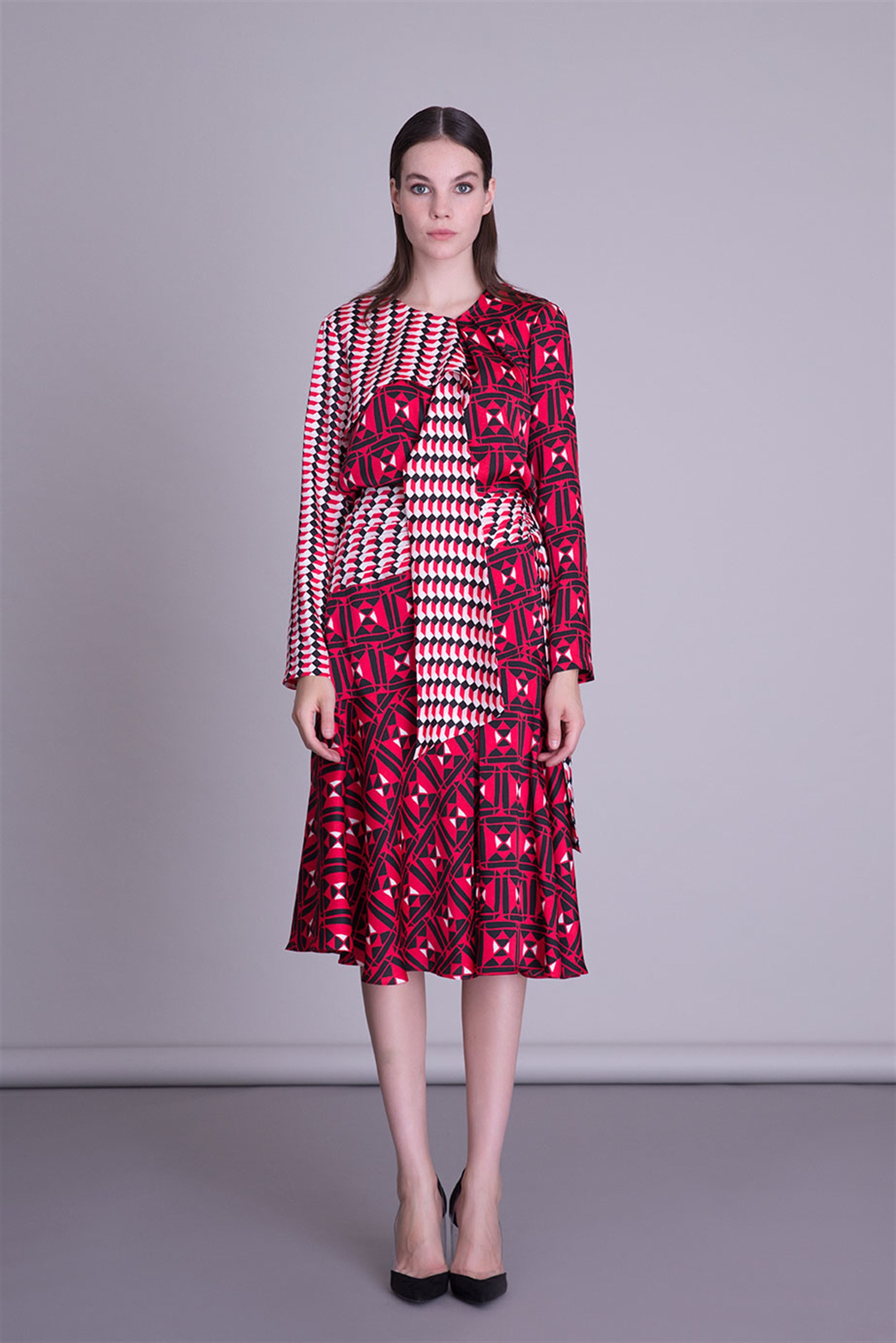 Graphic Patterned Red Blouse