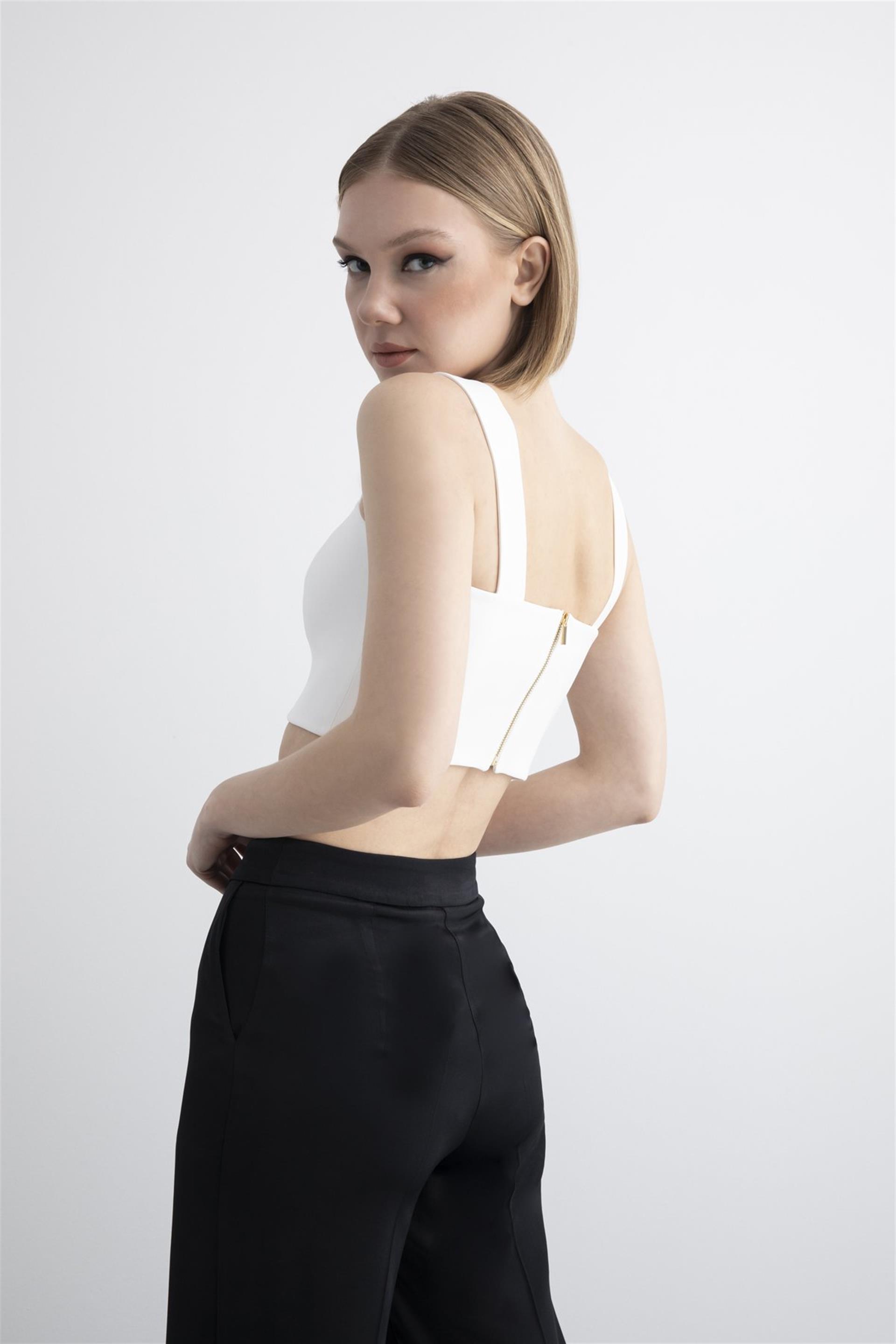 Black Crop Top With Thick Straps