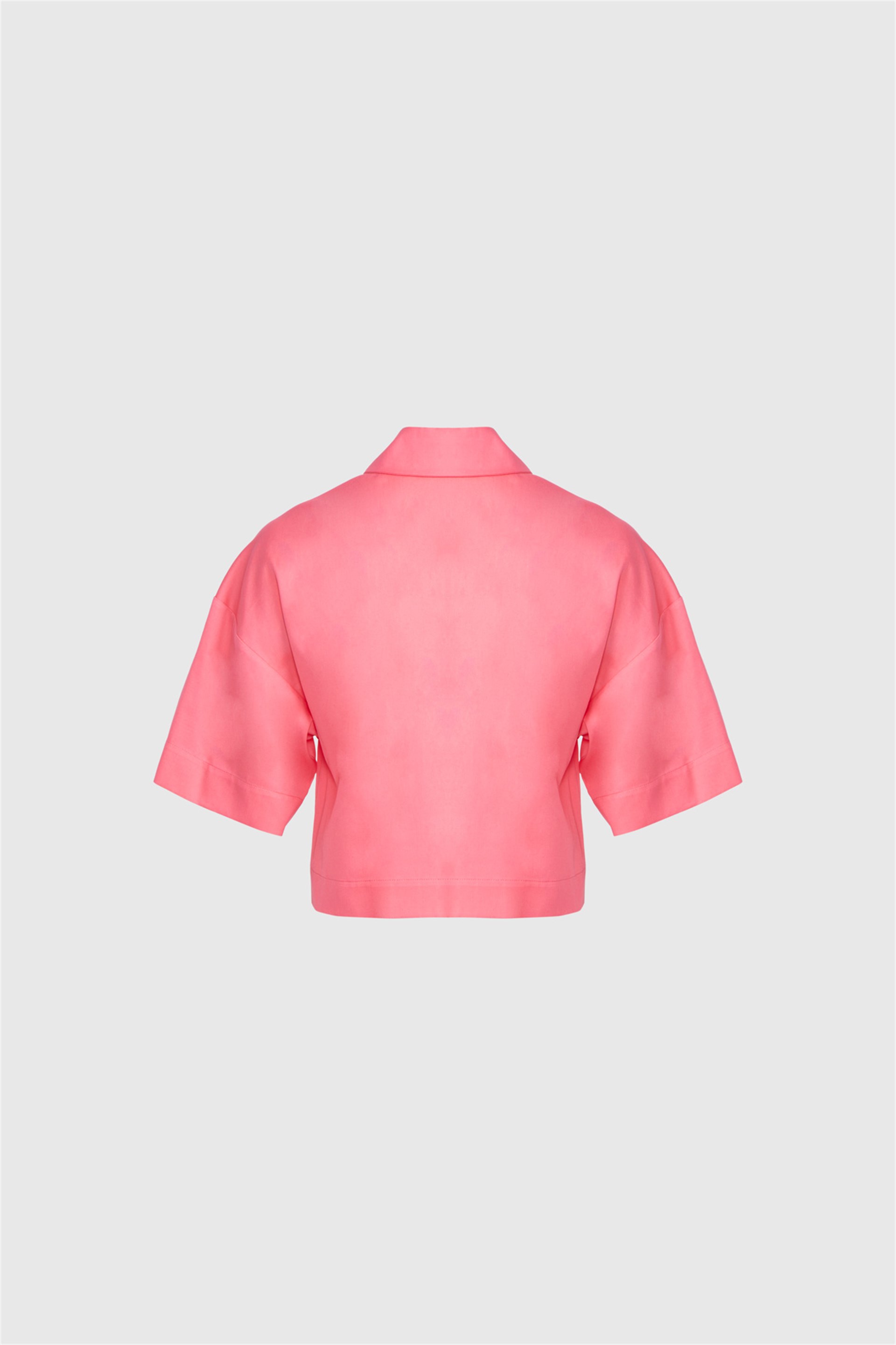 Embroidery Detailed Pocket Crop Red Shirt