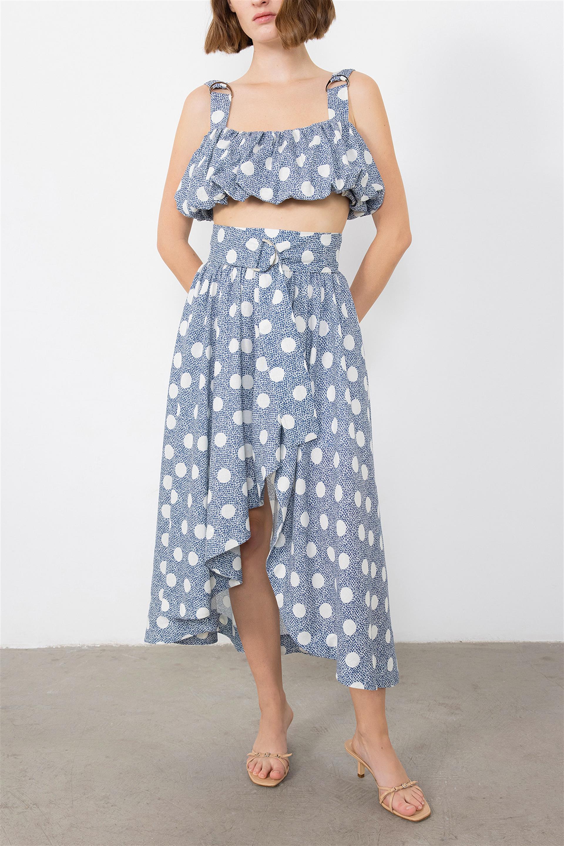 Navy Skirt with Asymmetric Slits