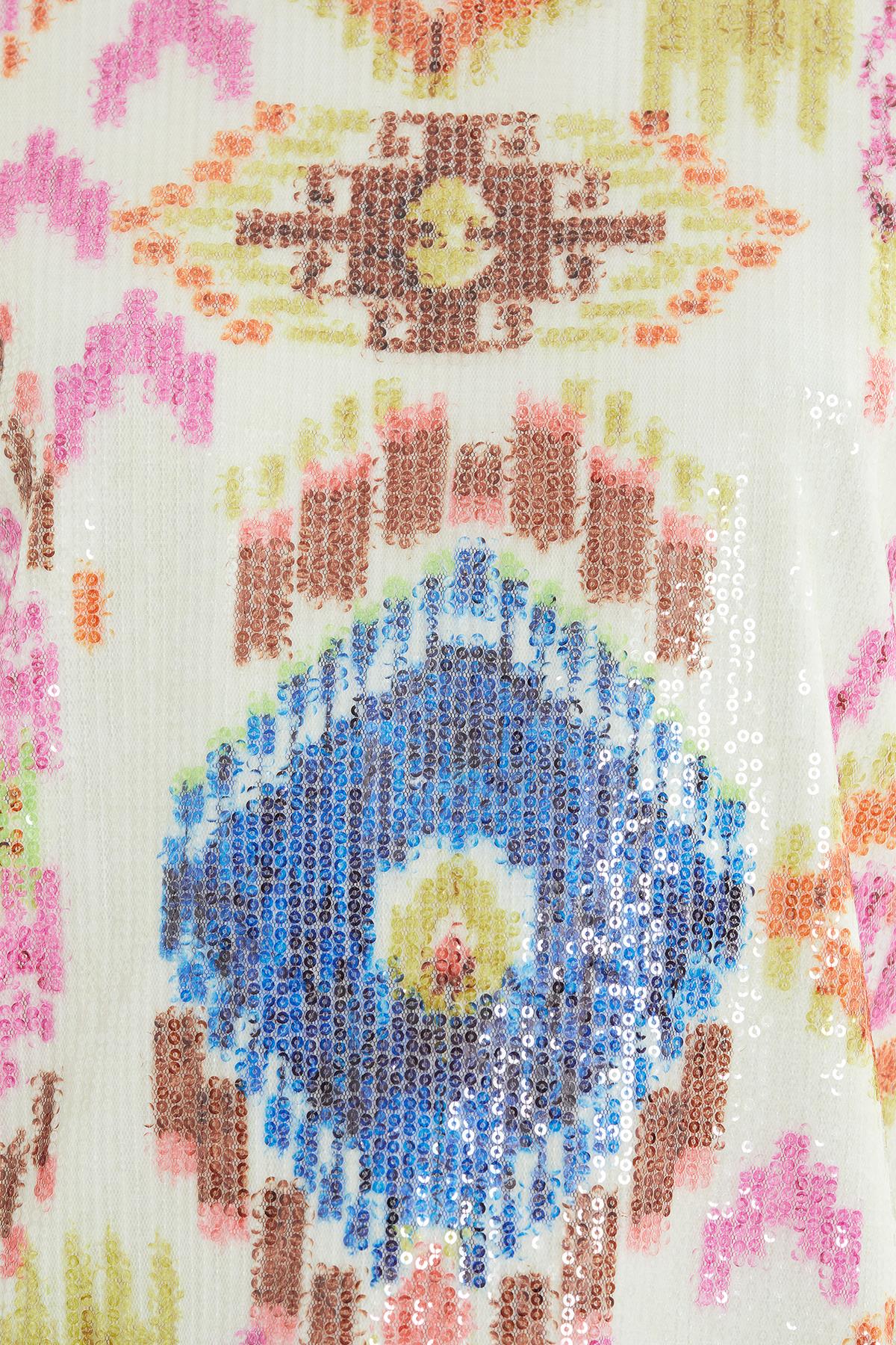 Front Body Sequin Sequin Patterned Short Sleeve T-Shirt