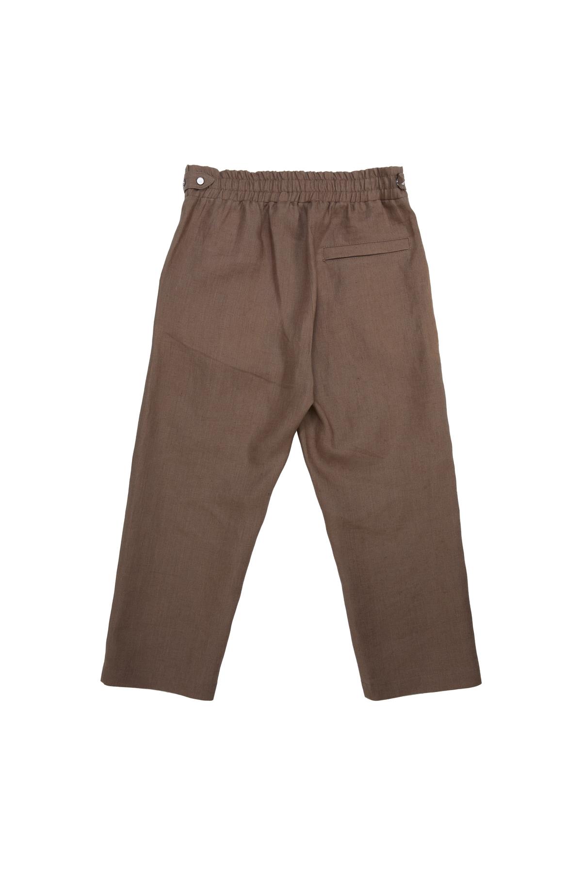 Ön Kemer Çıtçıt Detaylı Pileli Bej Pantolon