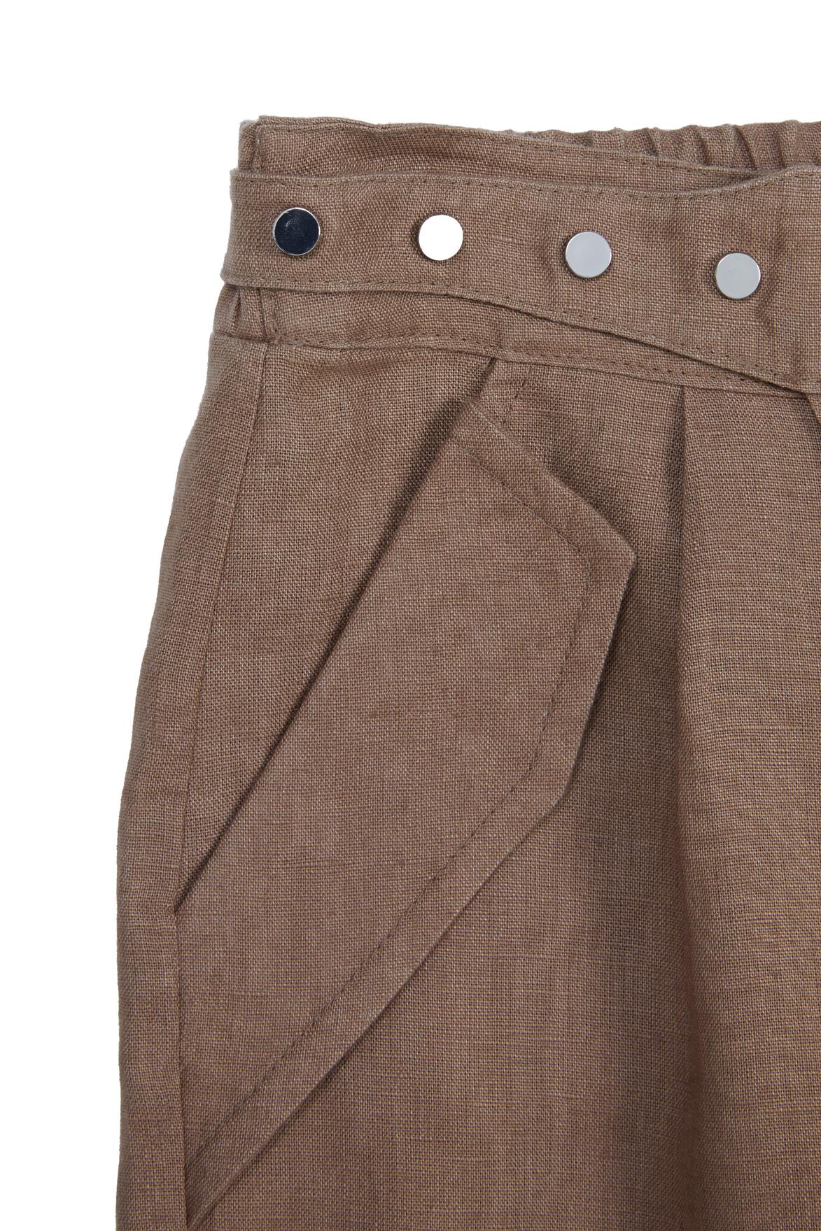 Ön Kemer Çıtçıt Detaylı Pileli Bej Pantolon