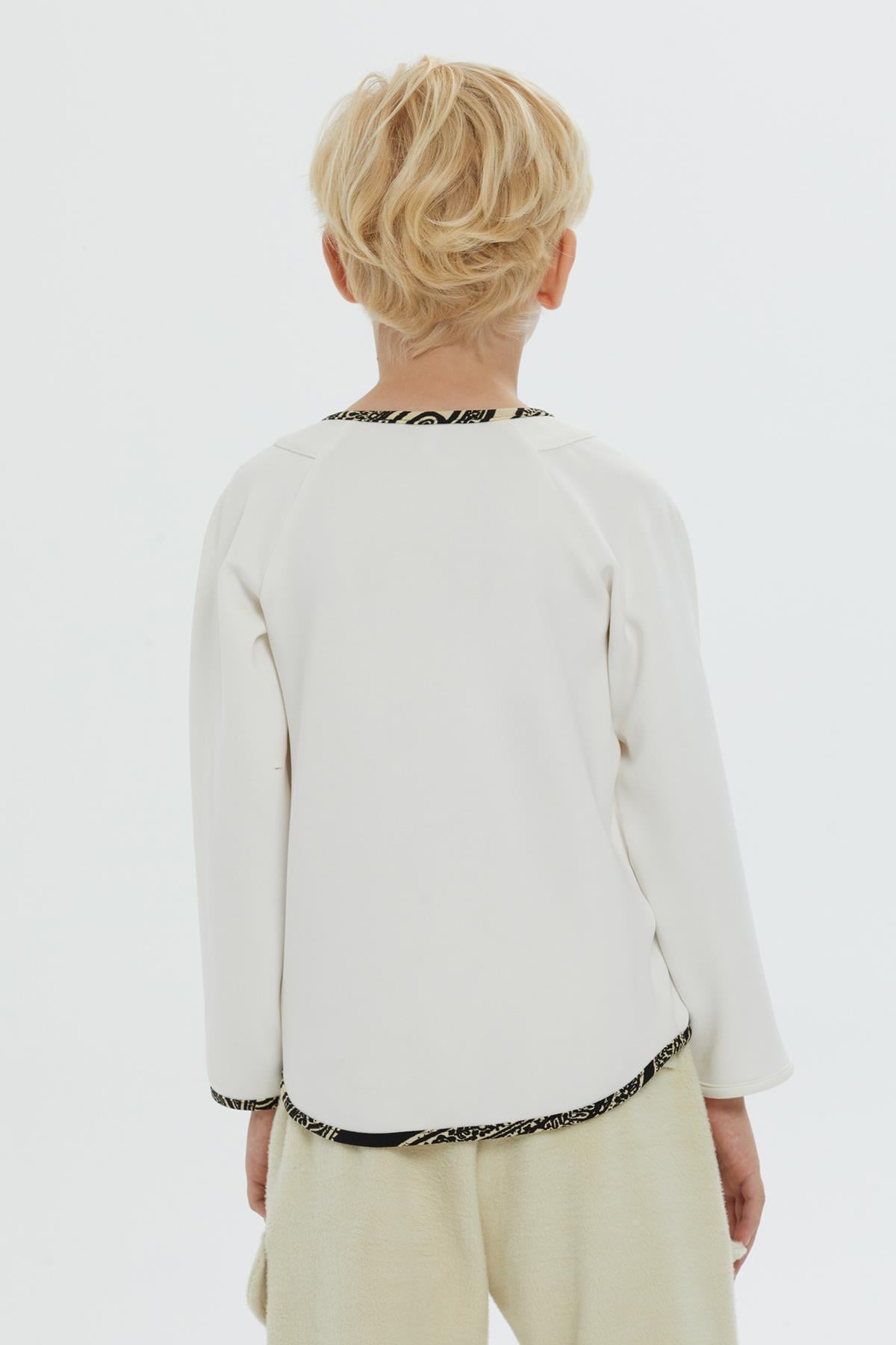 Grey Shirt for Boys with Front Button Placket and Piping Detail