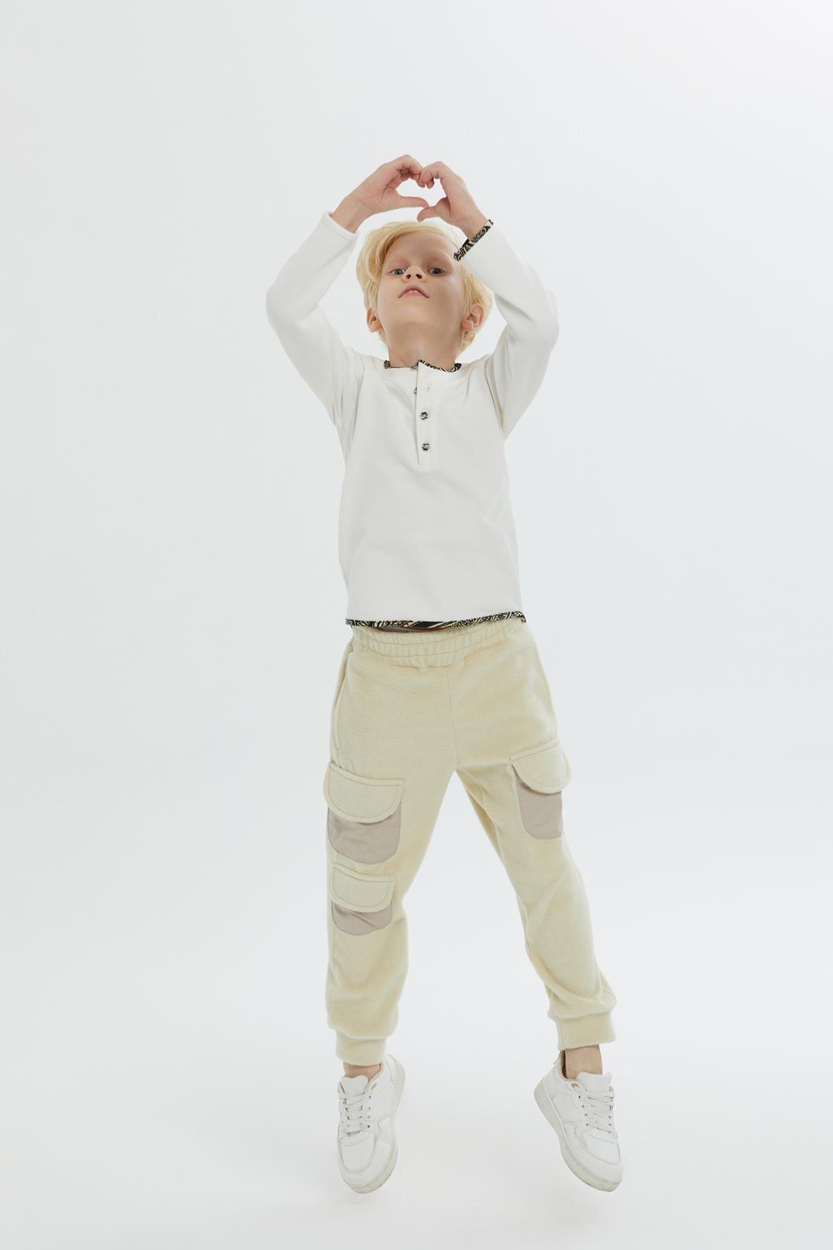 Grey Shirt for Boys with Front Button Placket and Piping Detail