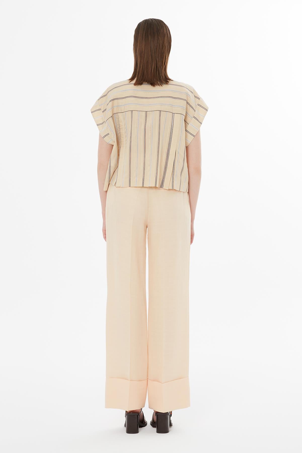 Orange Stripe Detail Pocket Blouse