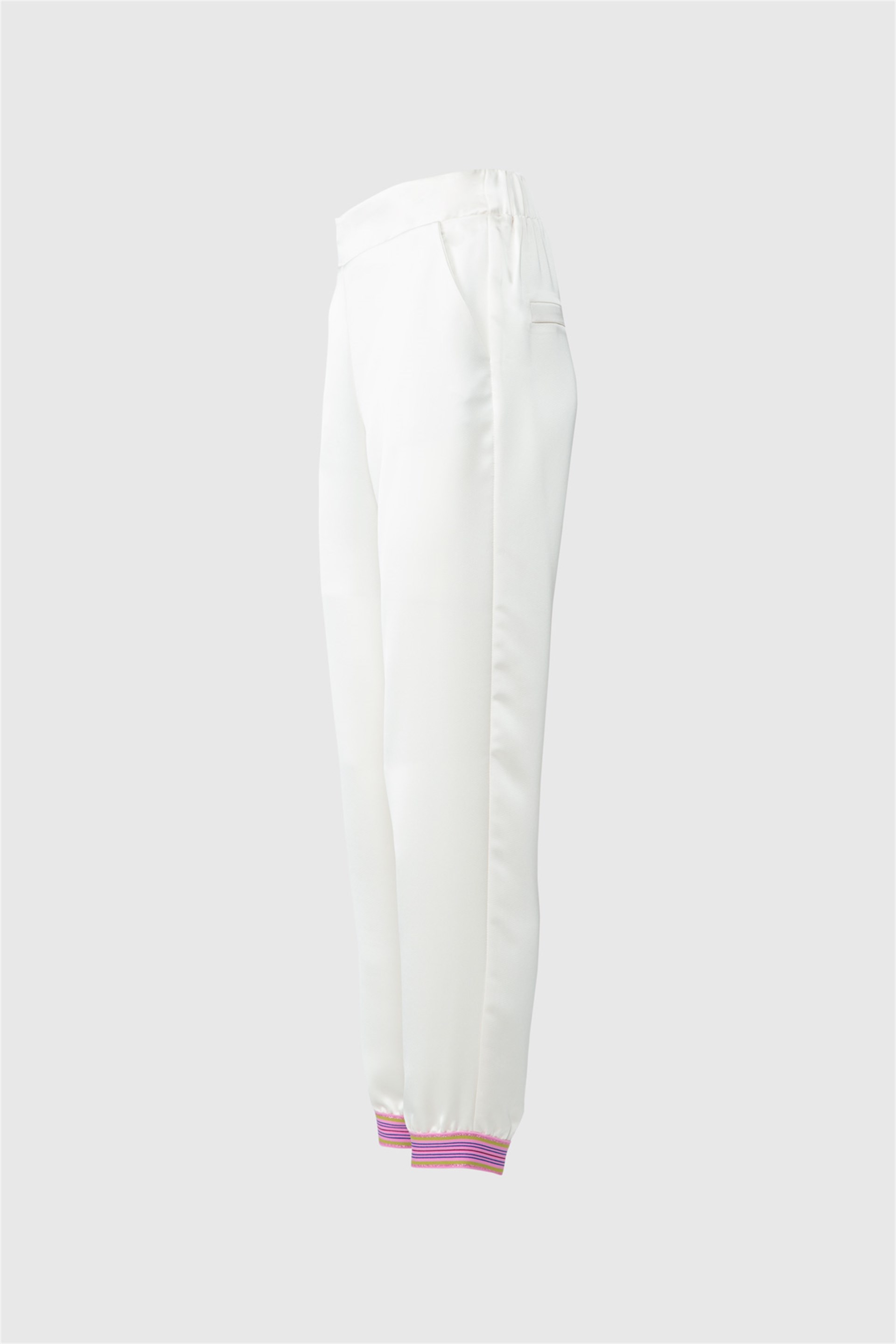 Carrot Ecru Trousers with Elastic Stripe Detail