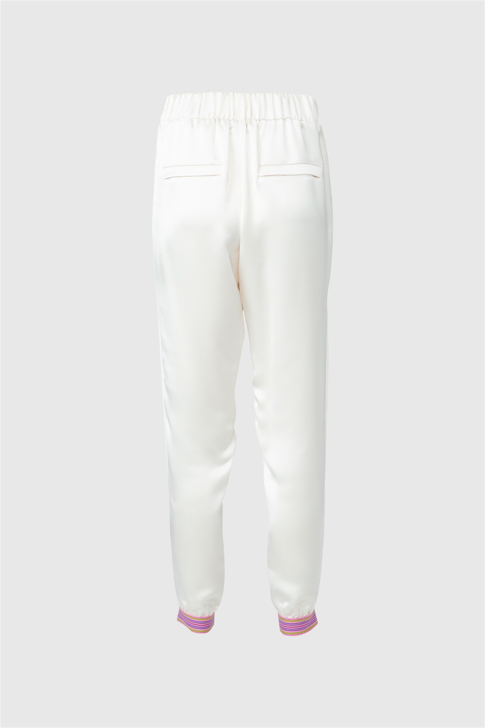 Carrot Ecru Trousers with Elastic Stripe Detail