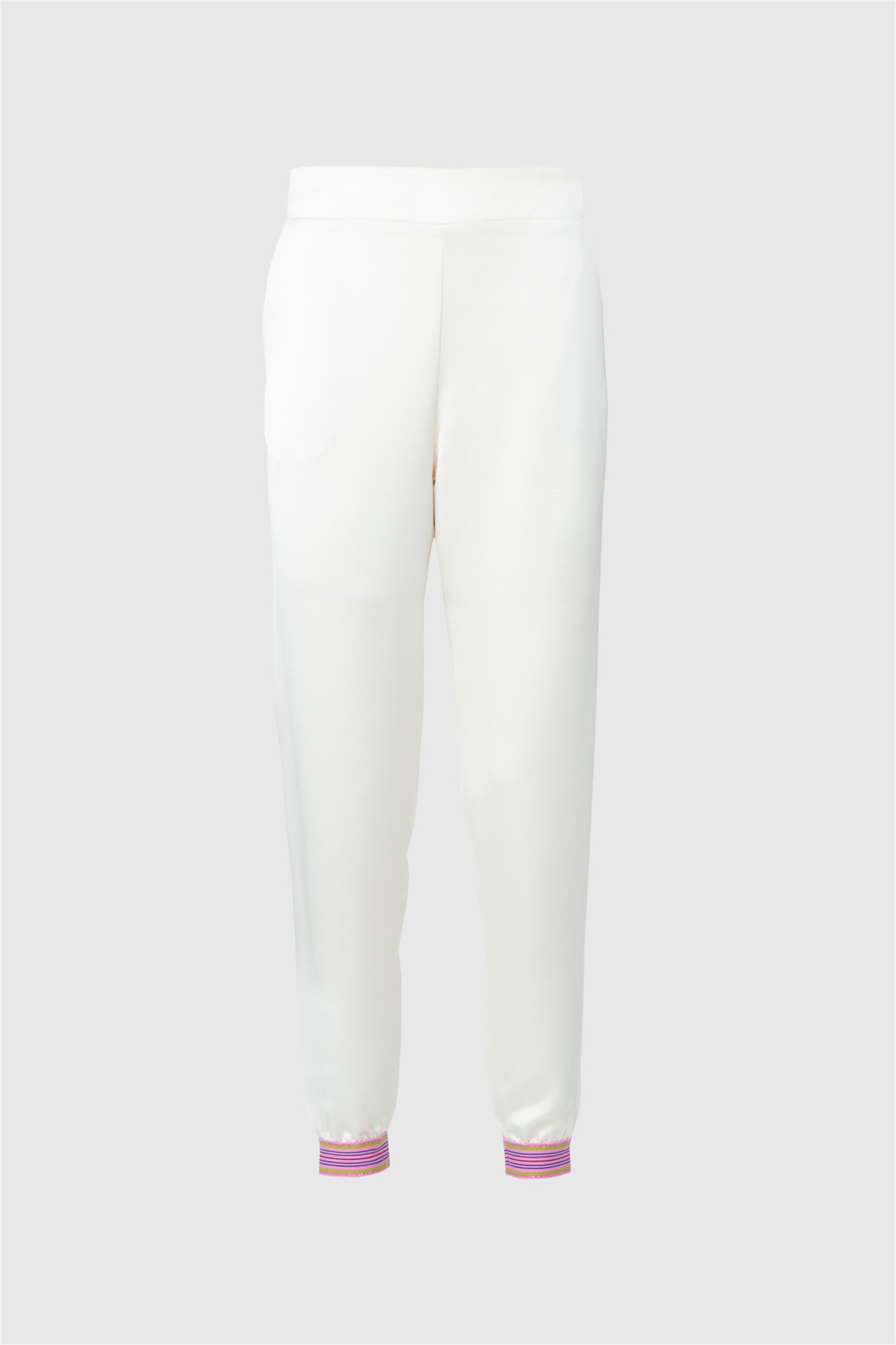 Carrot Ecru Trousers with Elastic Stripe Detail