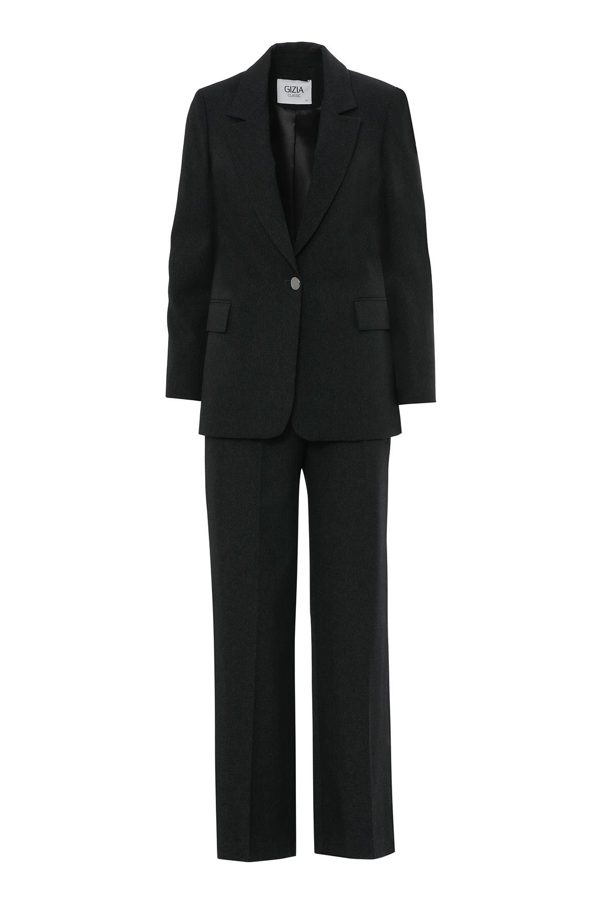 Palazzo Pantolonlu Siyah Takım Elbise