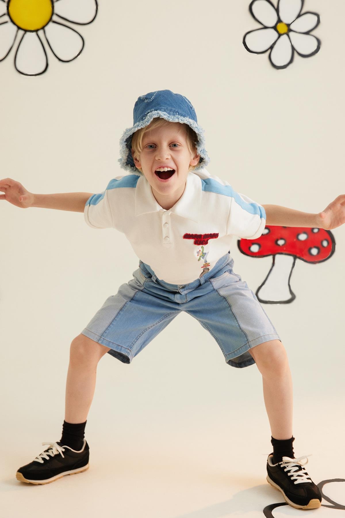 Patchwork Detaylı Jean Şort