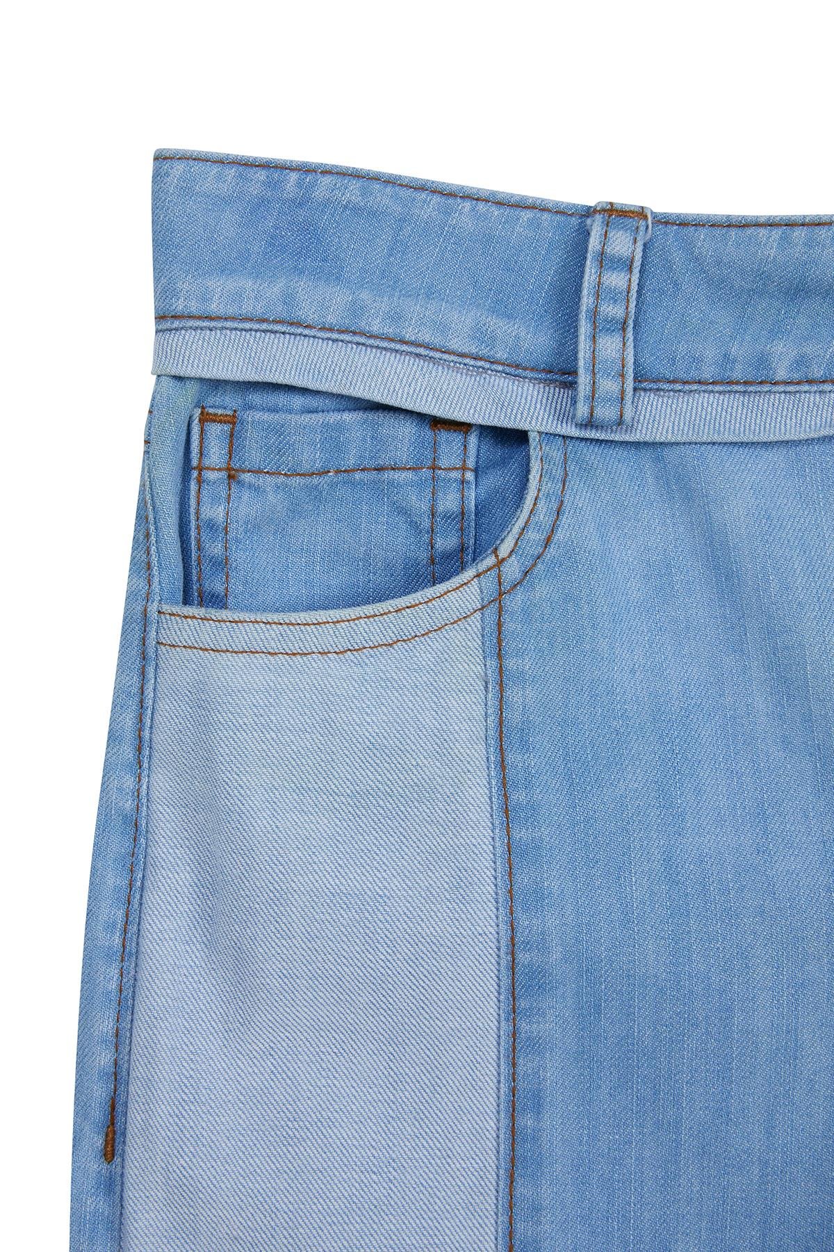 Patchwork Detaylı Jean Şort