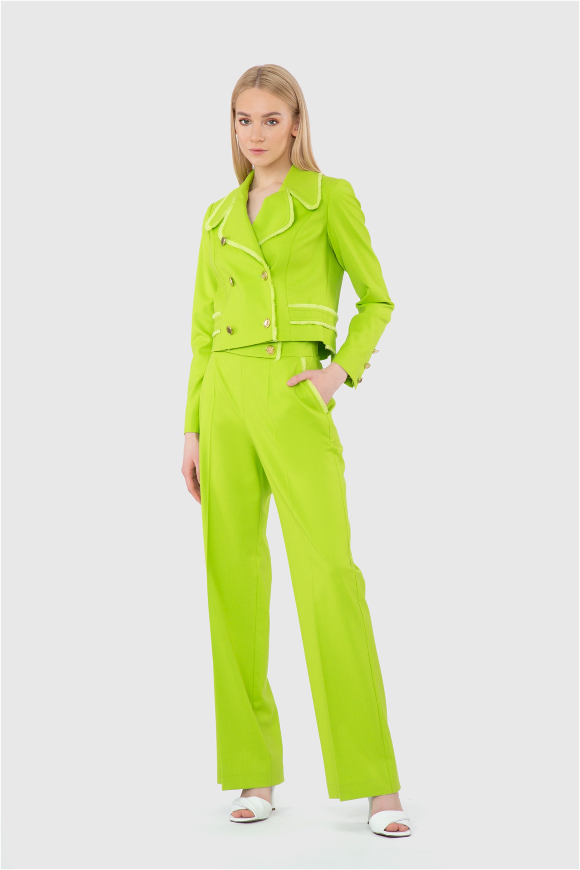 Tassel Detailed Short Green Jacket