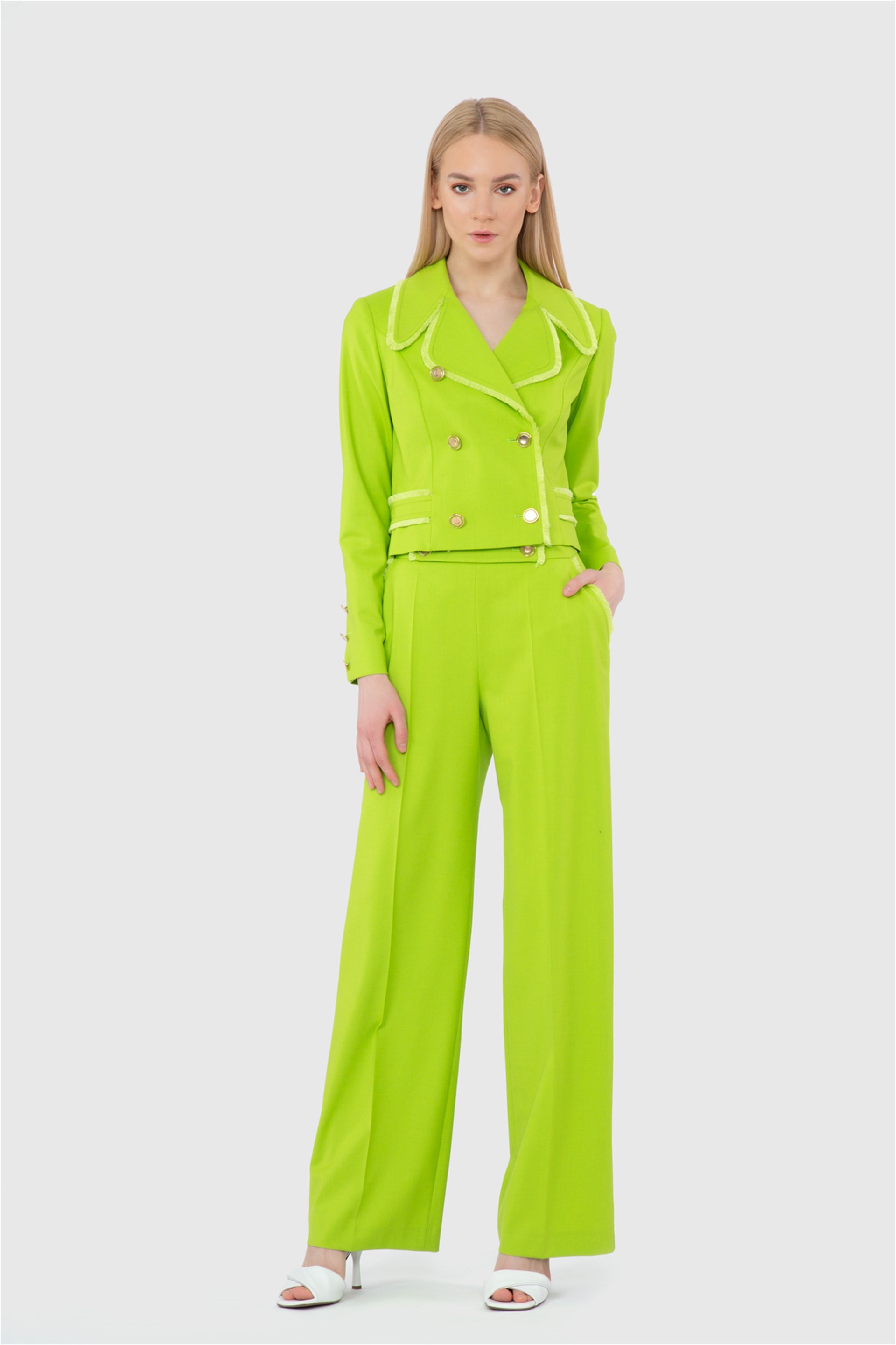 Tassel Detailed Short Green Jacket