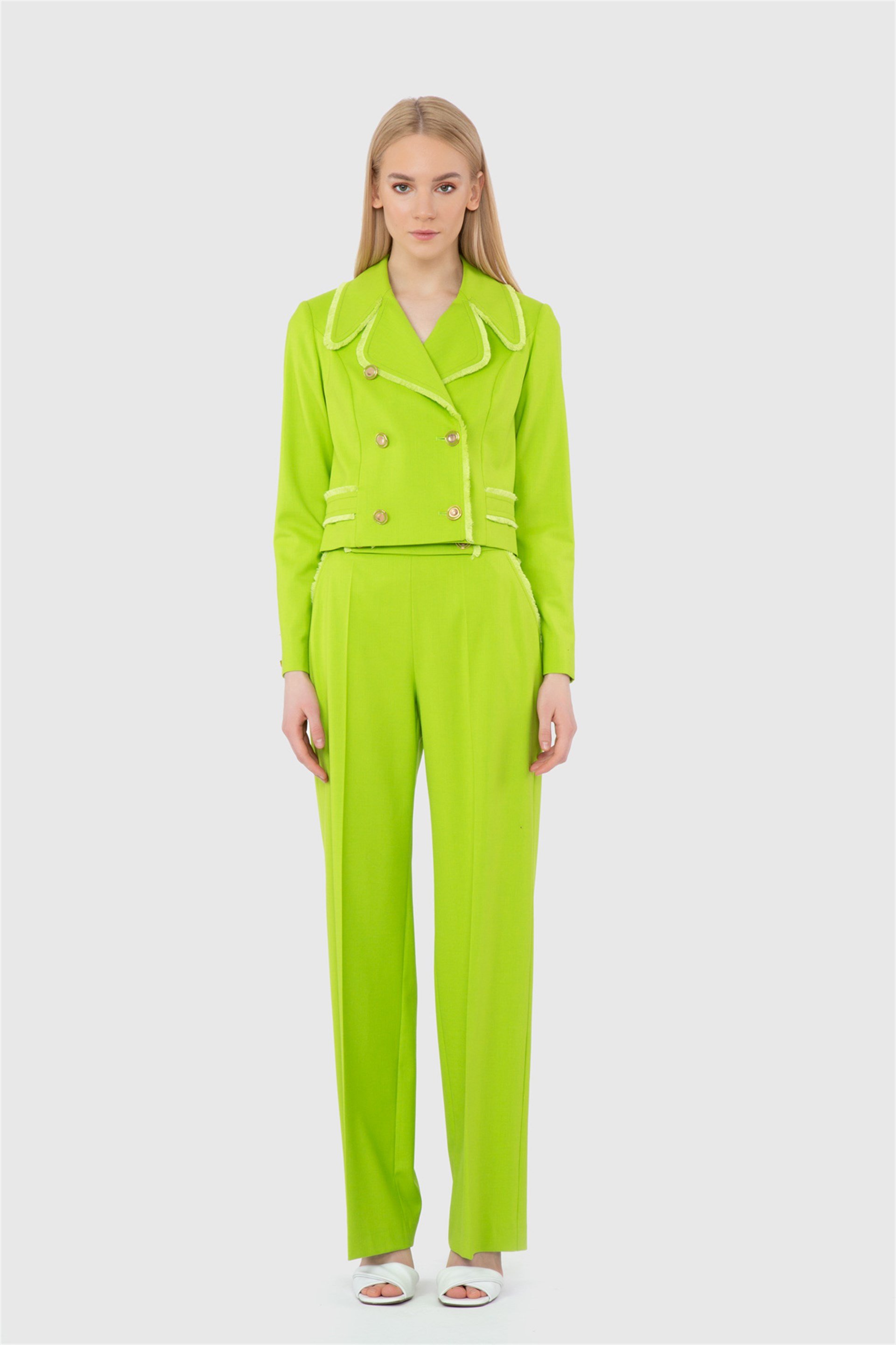 Tassel Detailed Short Green Jacket