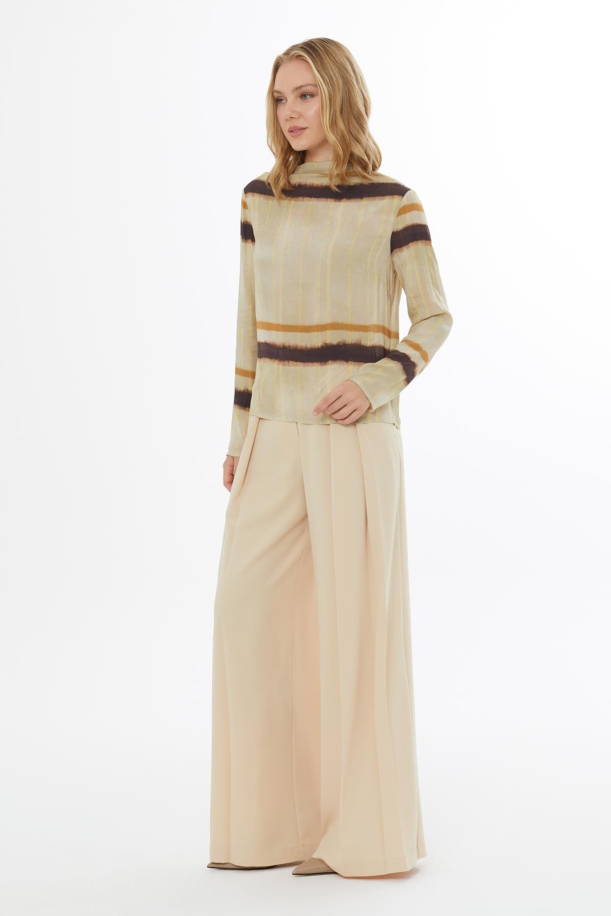 Striped Chiffon Blouse in Yellow Tones