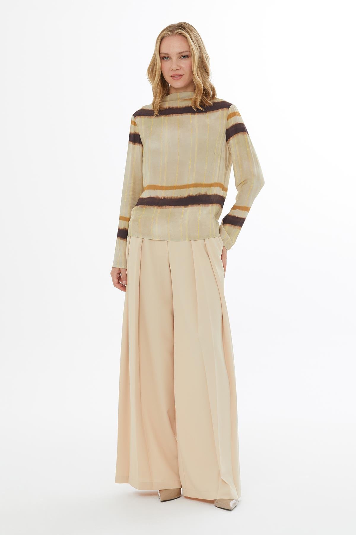 Striped Chiffon Blouse in Yellow Tones