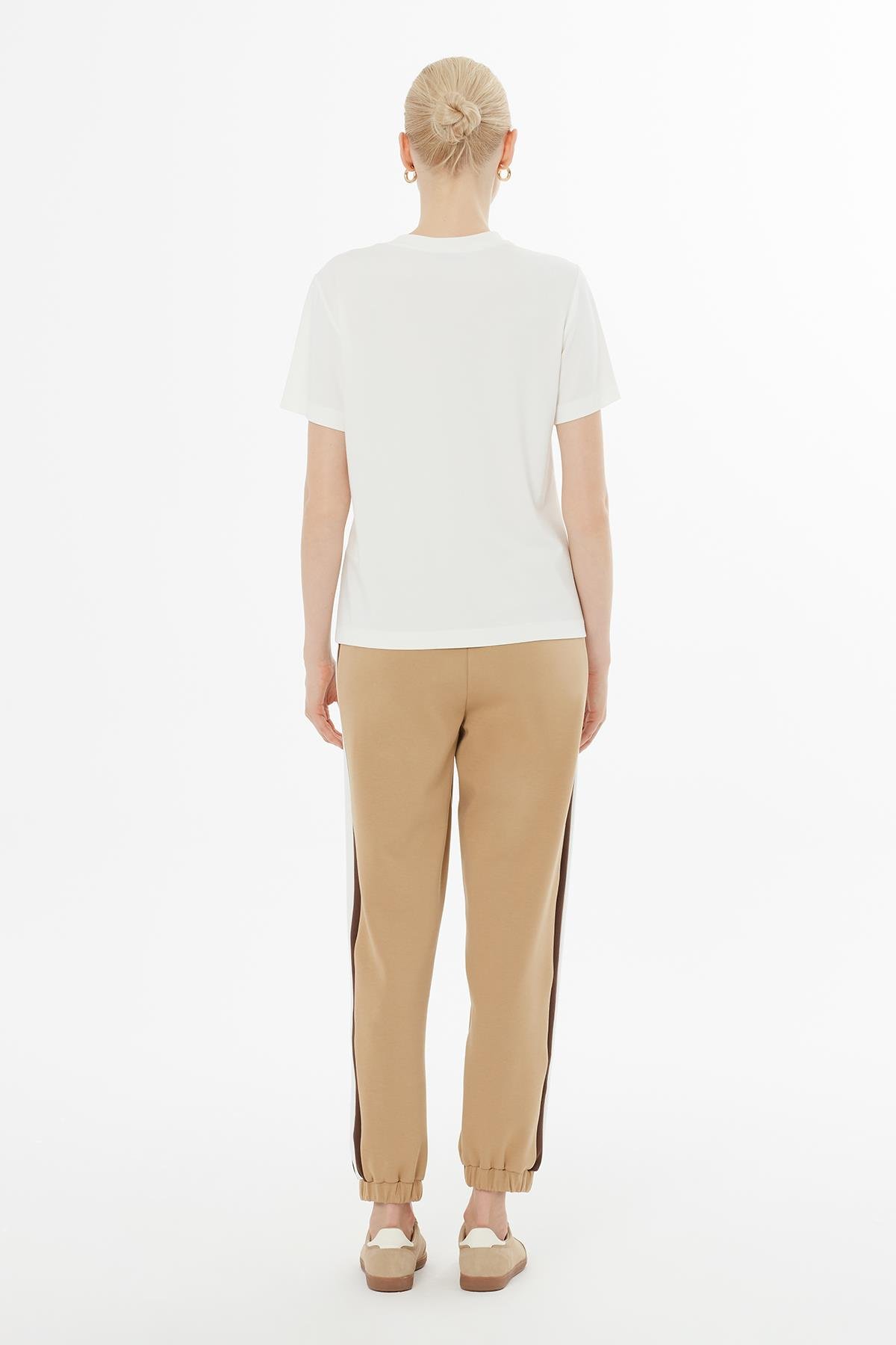 Ecru Blouse with Brooch and Scattered Rhinestones