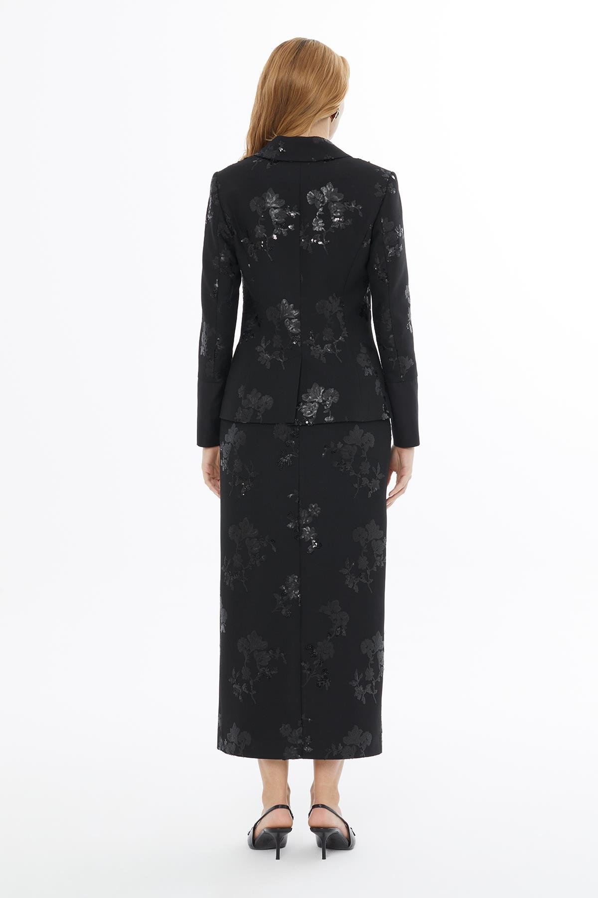 Black Jacket with Shimmery Pattern Detail