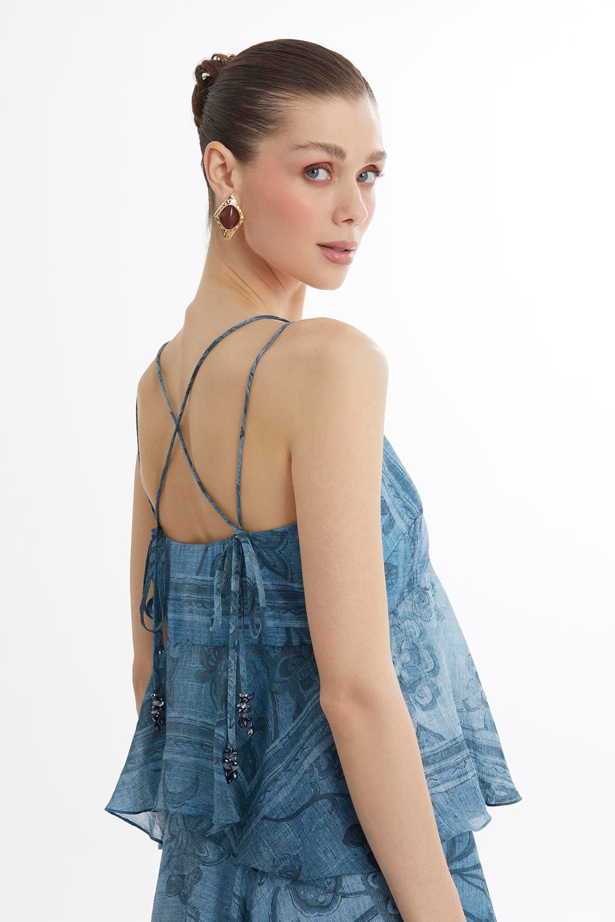 Back-Strap Tiered Midi Dress