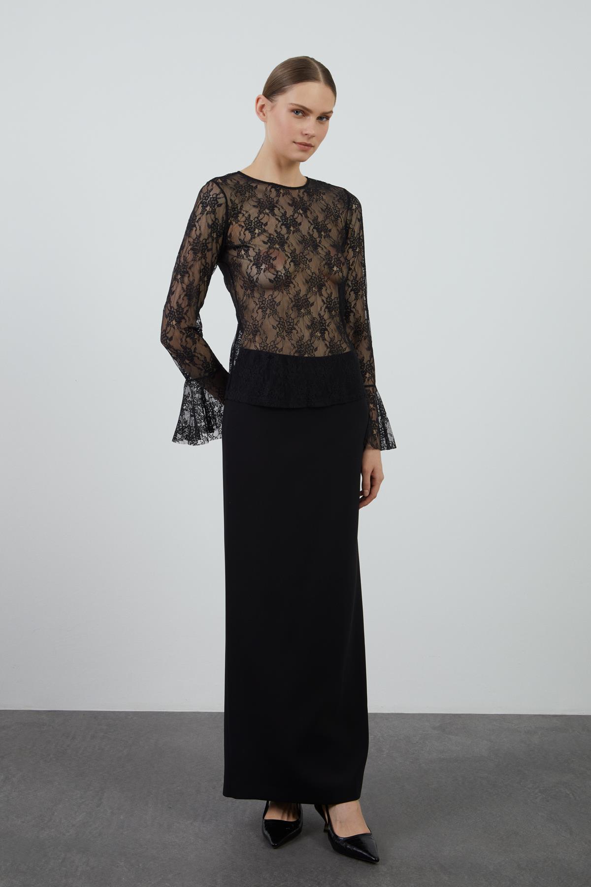 Siyah Dantel Top