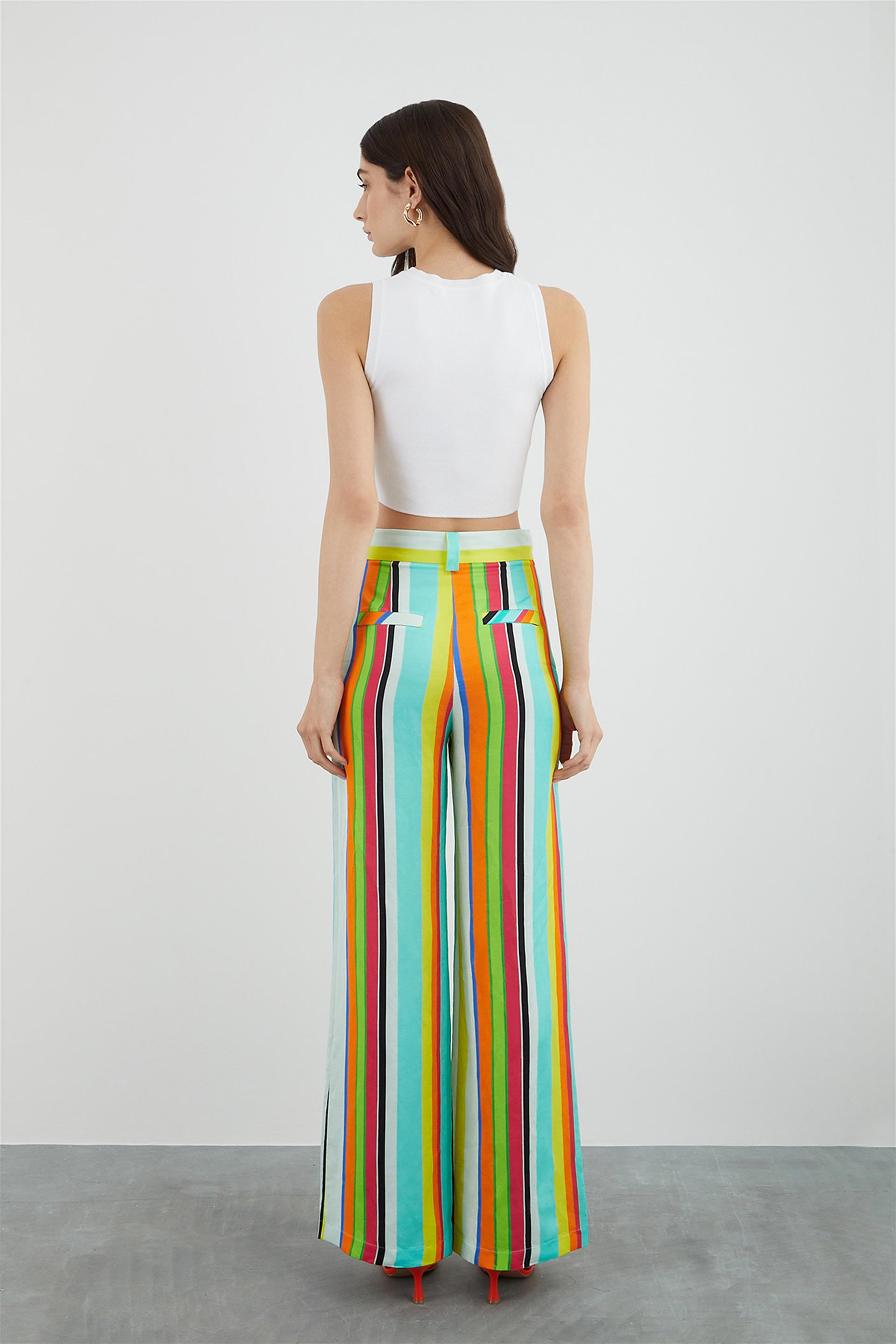 Çizgili Bol Pantolon