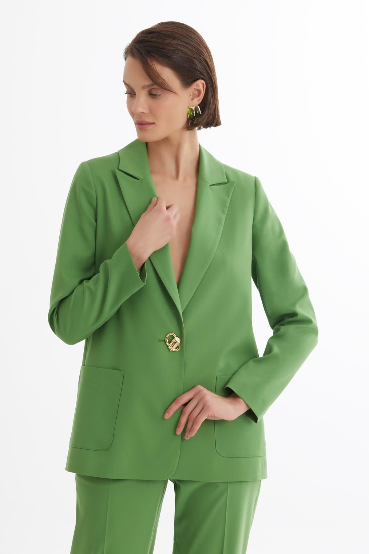 Tek Düğmeli Lacivert Blazer Takım