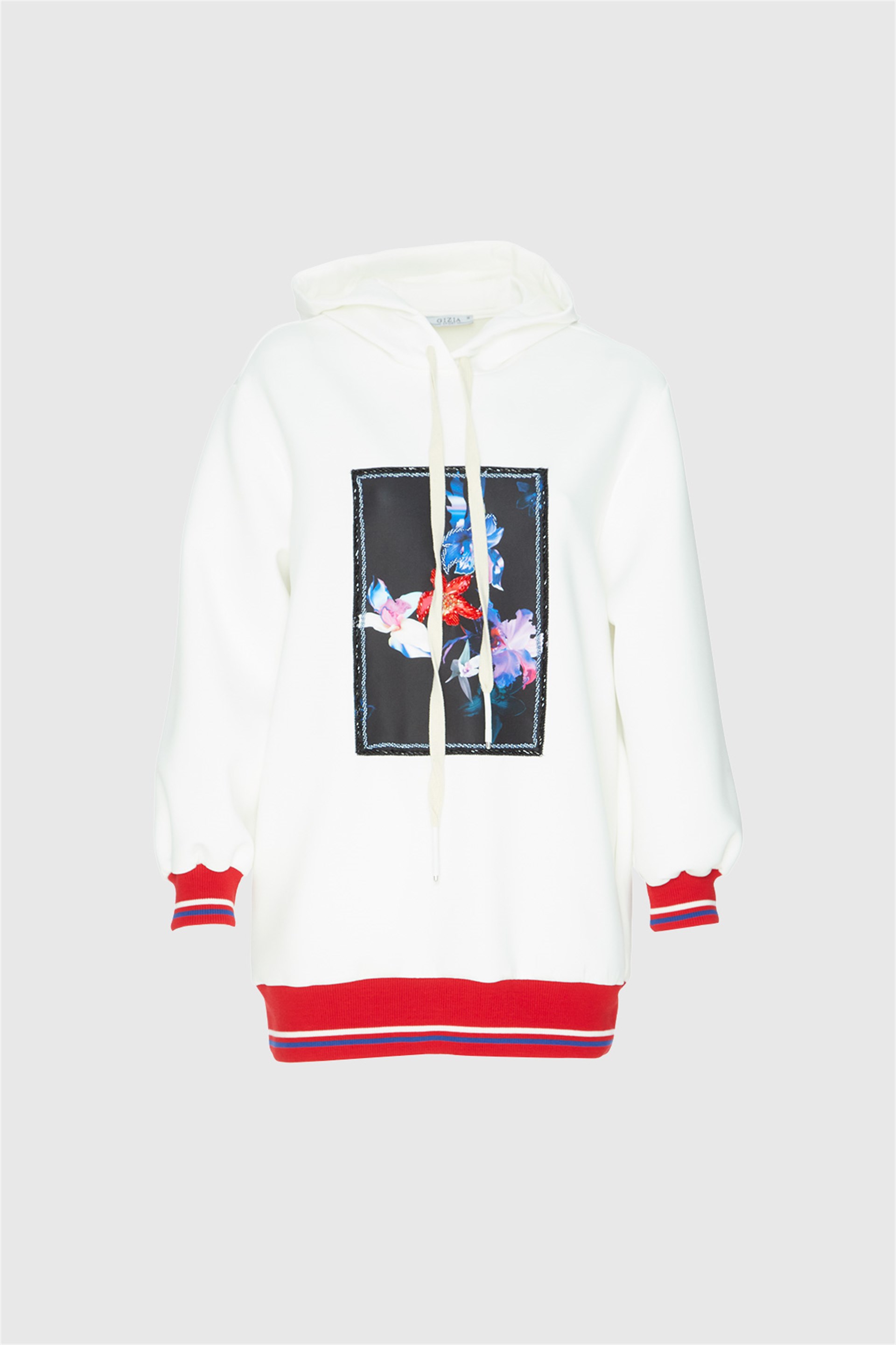 Knitwear Detailed Hooded Printed Sweatshirt